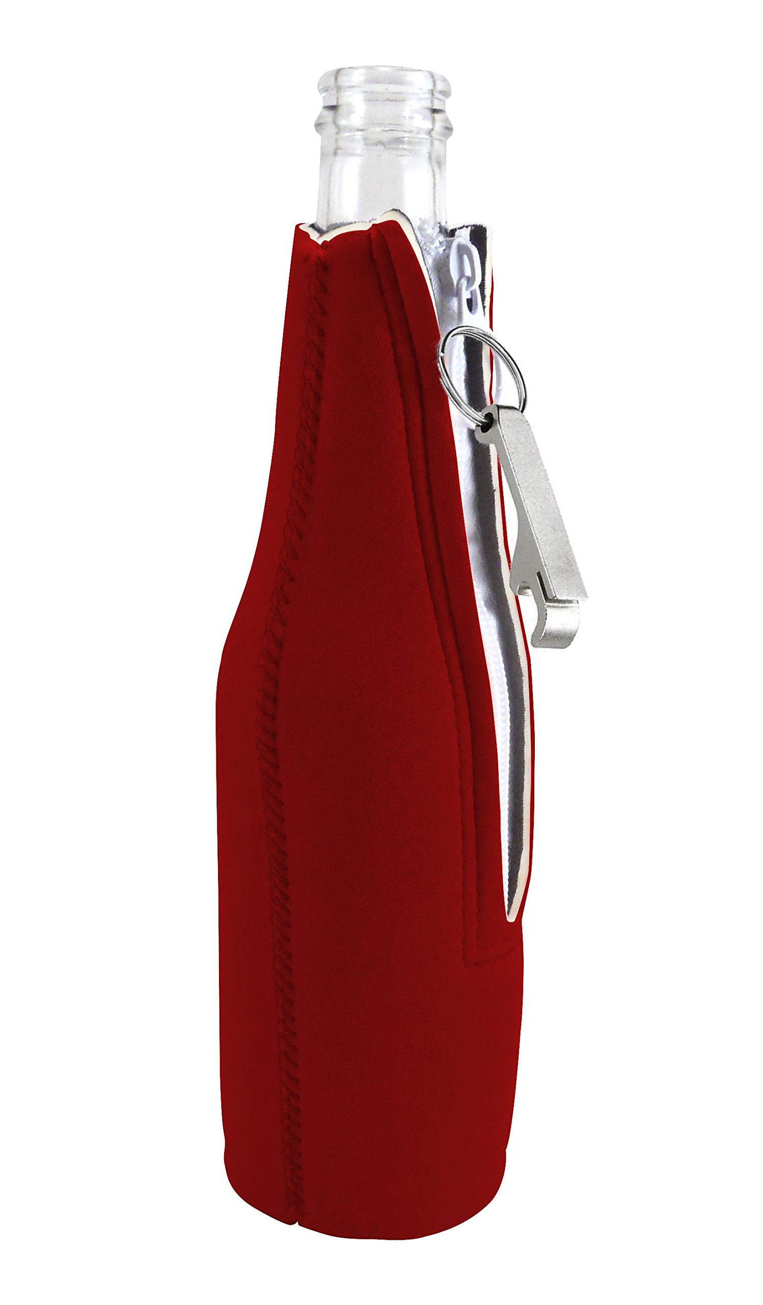 Lone Wolf Beer Bottle Cooler with Built-in Opener - Insulated Sleeve for Chilled Drinks (Burgundy, 1 Pack) - Perfect for Parties, BBQs, and Outdoor Adventures