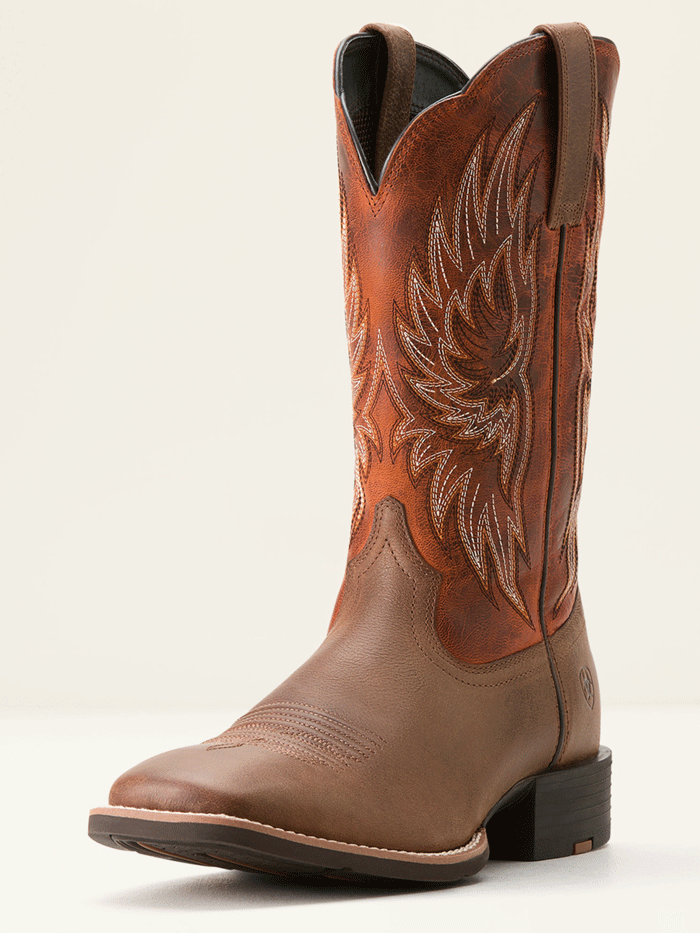 Ariat Men's Sport Rider Cowboy Boots - Vintage Oak Brown Leather Western Riding Boots for Country Style & Outdoor Activities