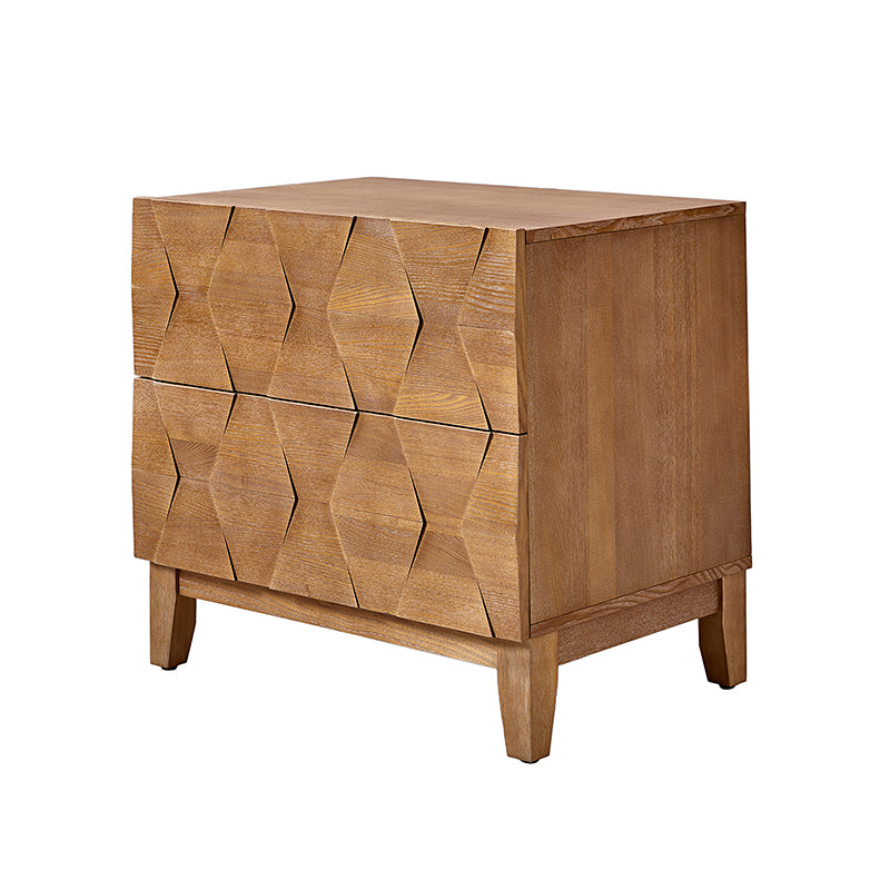 2-Drawer Nightstand with Built-in USB Outlets - Modern Bedside Table for Charging Devices, Perfect for Bedroom, Living Room, or Office