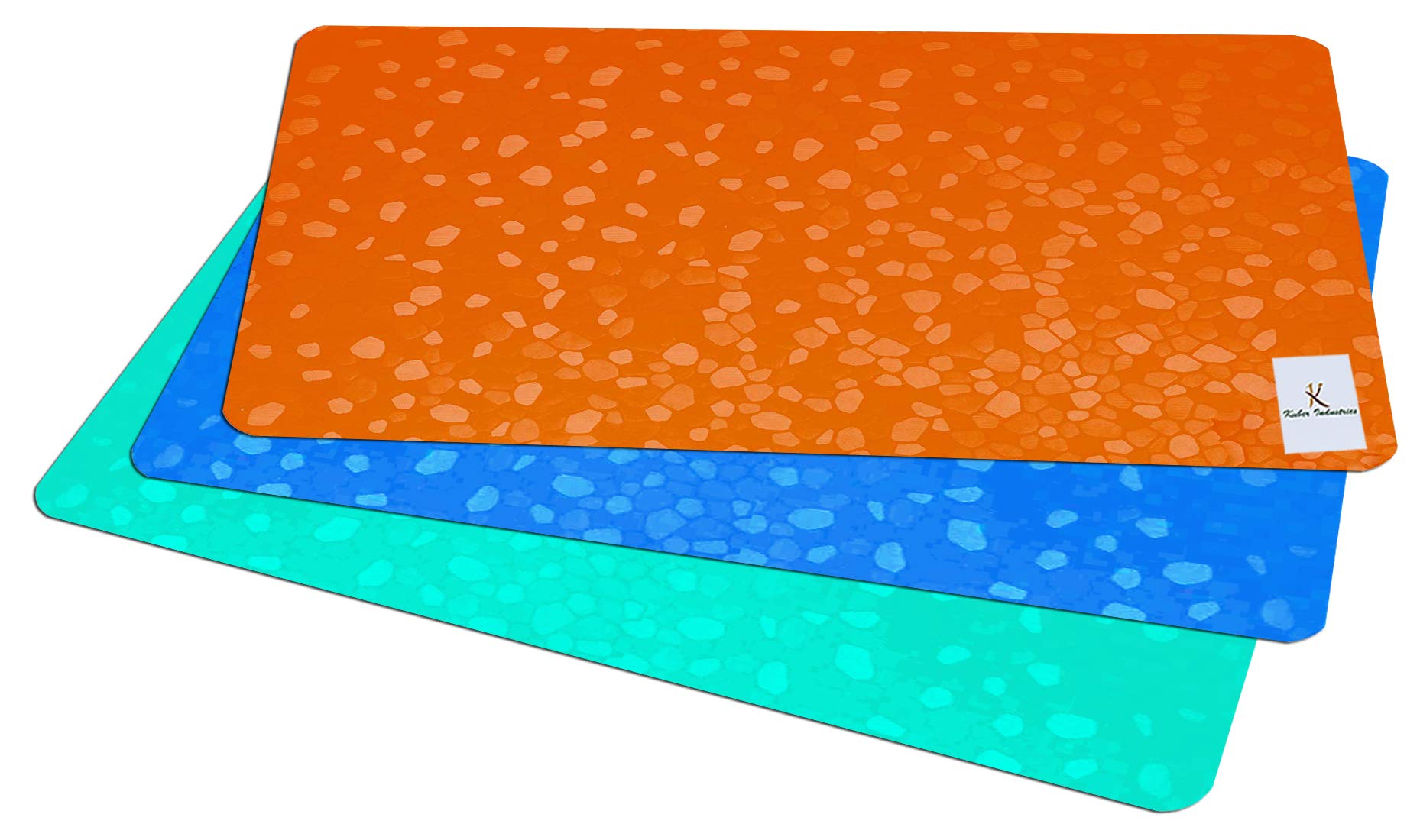 Kuber Industries 3-Piece PVC Refrigerator Drawer Mats Set - Diamond Design Non-Slip Fridge Liners (Blue, Green, Orange) for Food Storage & Organization | Fridge Shelf Protector, Kitchen Organization Essentials
