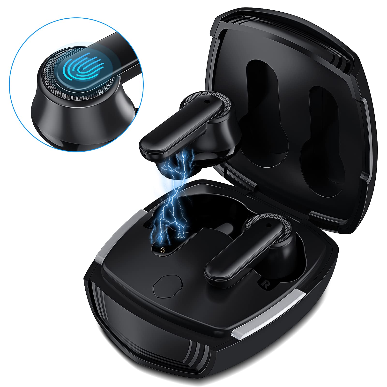 Premium Wireless Bluetooth Earbuds with Hi-Fi Bass & Noise Cancellation - Compatible with iPhone 16 Pro Max/15/14/13, Samsung Galaxy S25/S24/S23/A16, iPad 10/11 & Google Pixel 9/8/7/6 - Perfect for Gym, Commuting & Work Calls