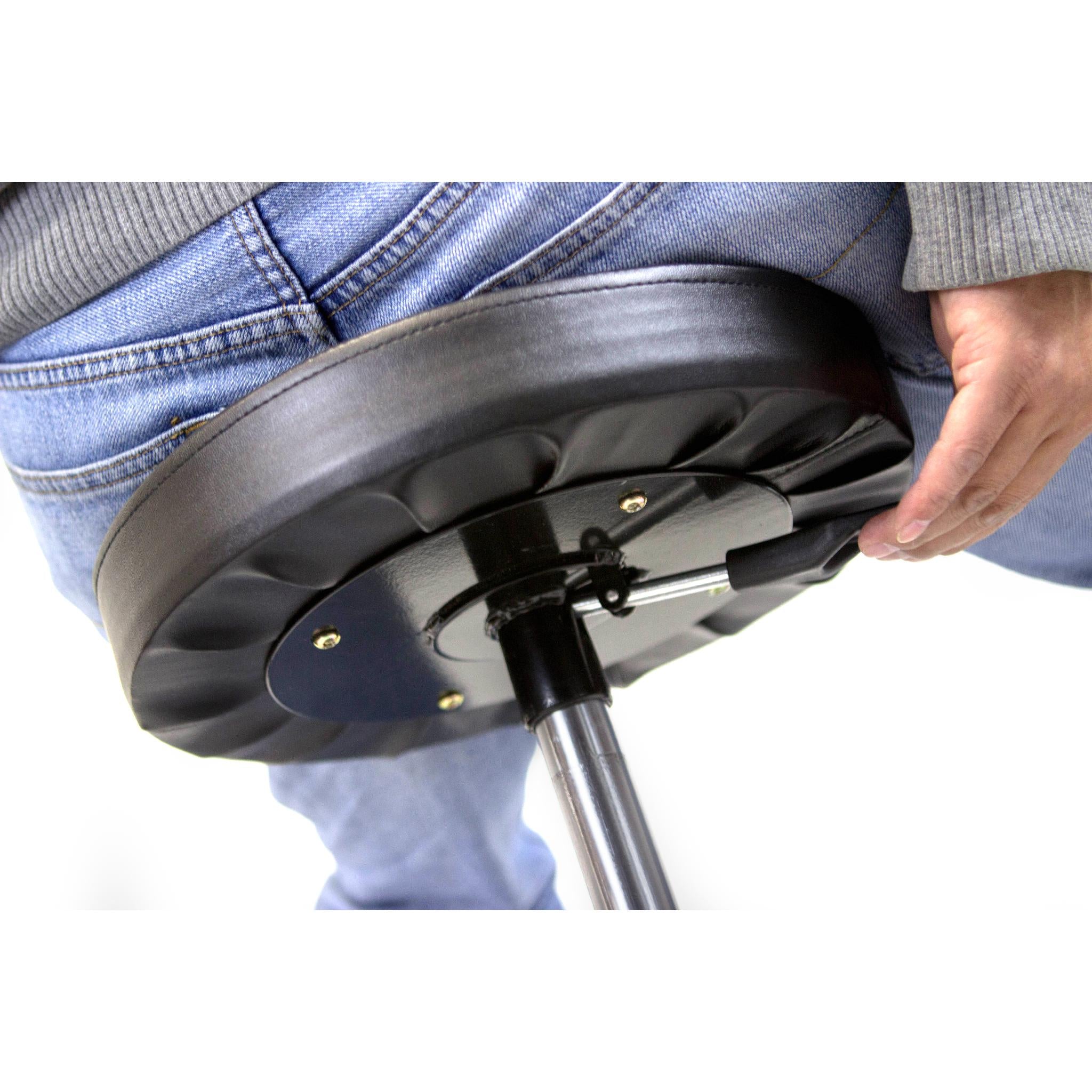 WEN 73012T 300 lb Capacity Pneumatic Rolling Mechanic Stool - Adjustable Shop Stool for Garage, Workshop & Auto Repair | Heavy Duty Swivel Seat with Wheels