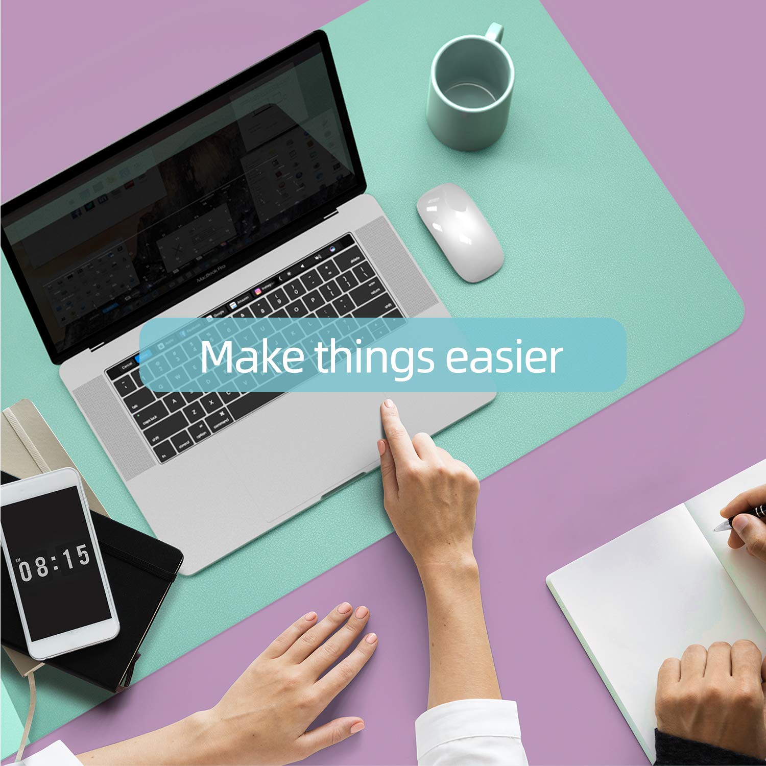 YSAGi Waterproof Leather Desk Mat - Large Dual-Sided Mouse Pad for Keyboard & Office Use (23.6