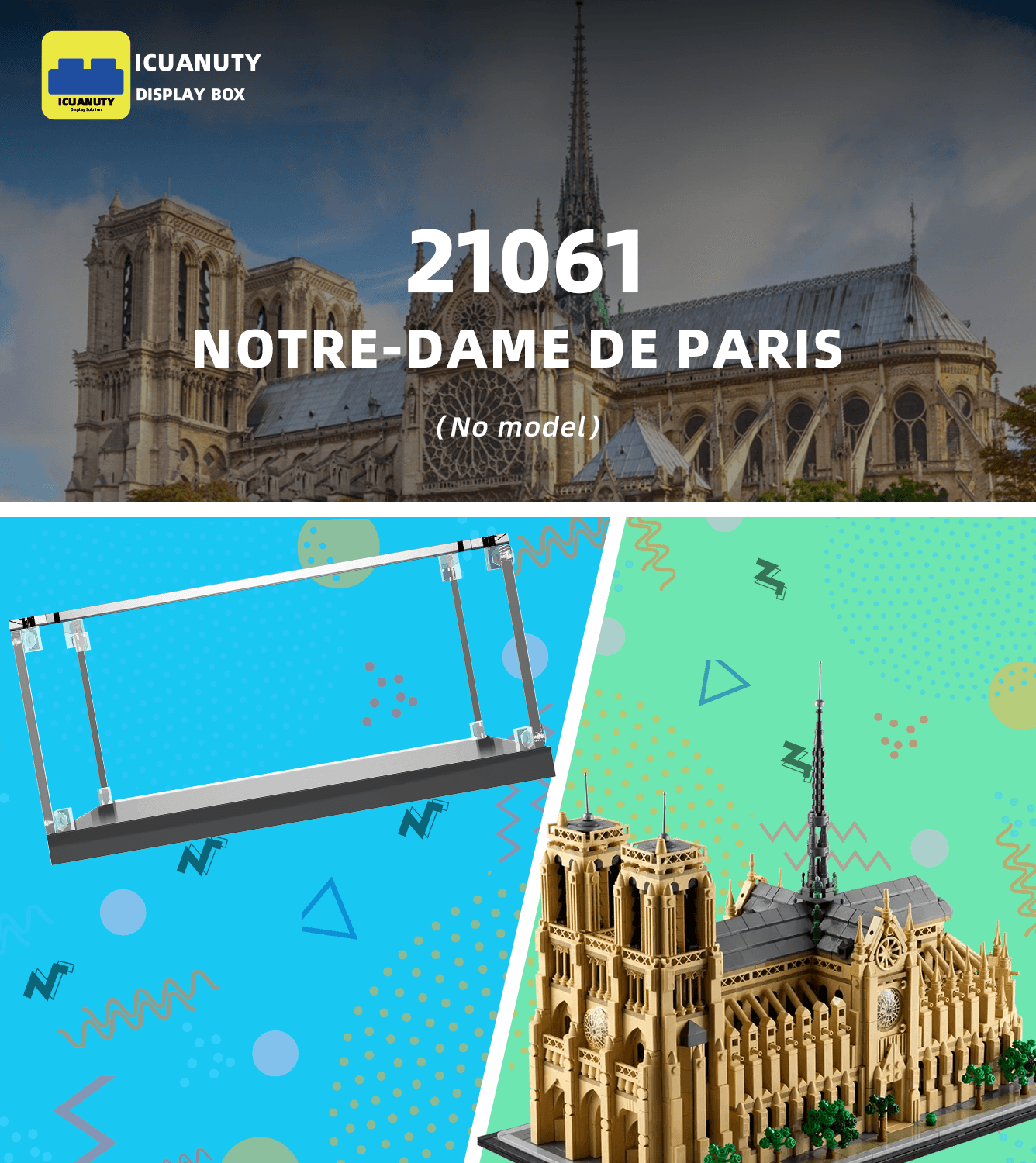 LEGO Architecture Notre Dame de Paris 21061 Display Case - Premium Acrylic Showcase for Collectible Building Sets - Perfect for Home Decor, Office Display & Gift Giving