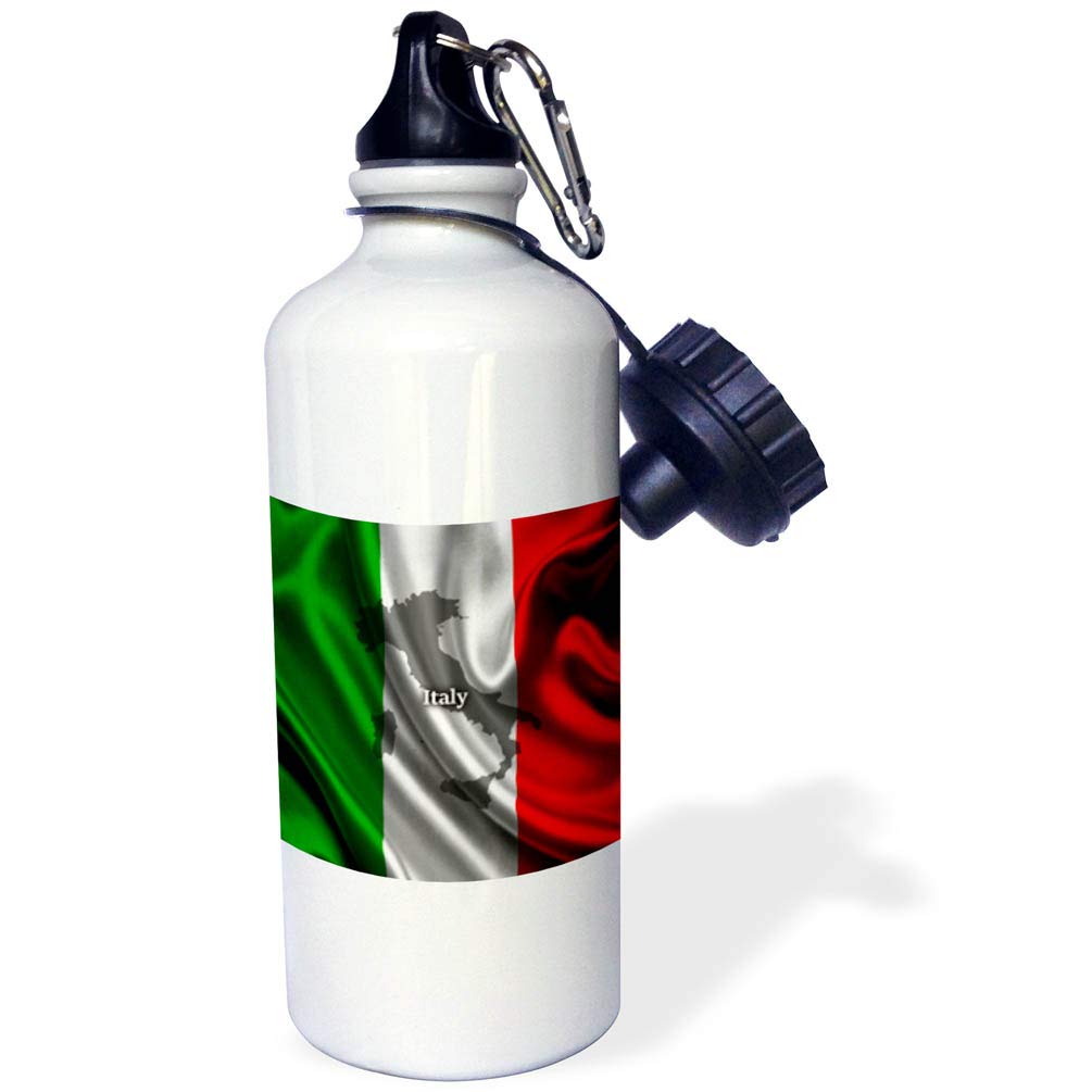 3D Rose Italian Flag Design Sports Water Bottle - 21 oz Insulated Stainless Steel Water Bottle with Leakproof Lid - Perfect for Gym, Hiking, Travel & Outdoor Activities