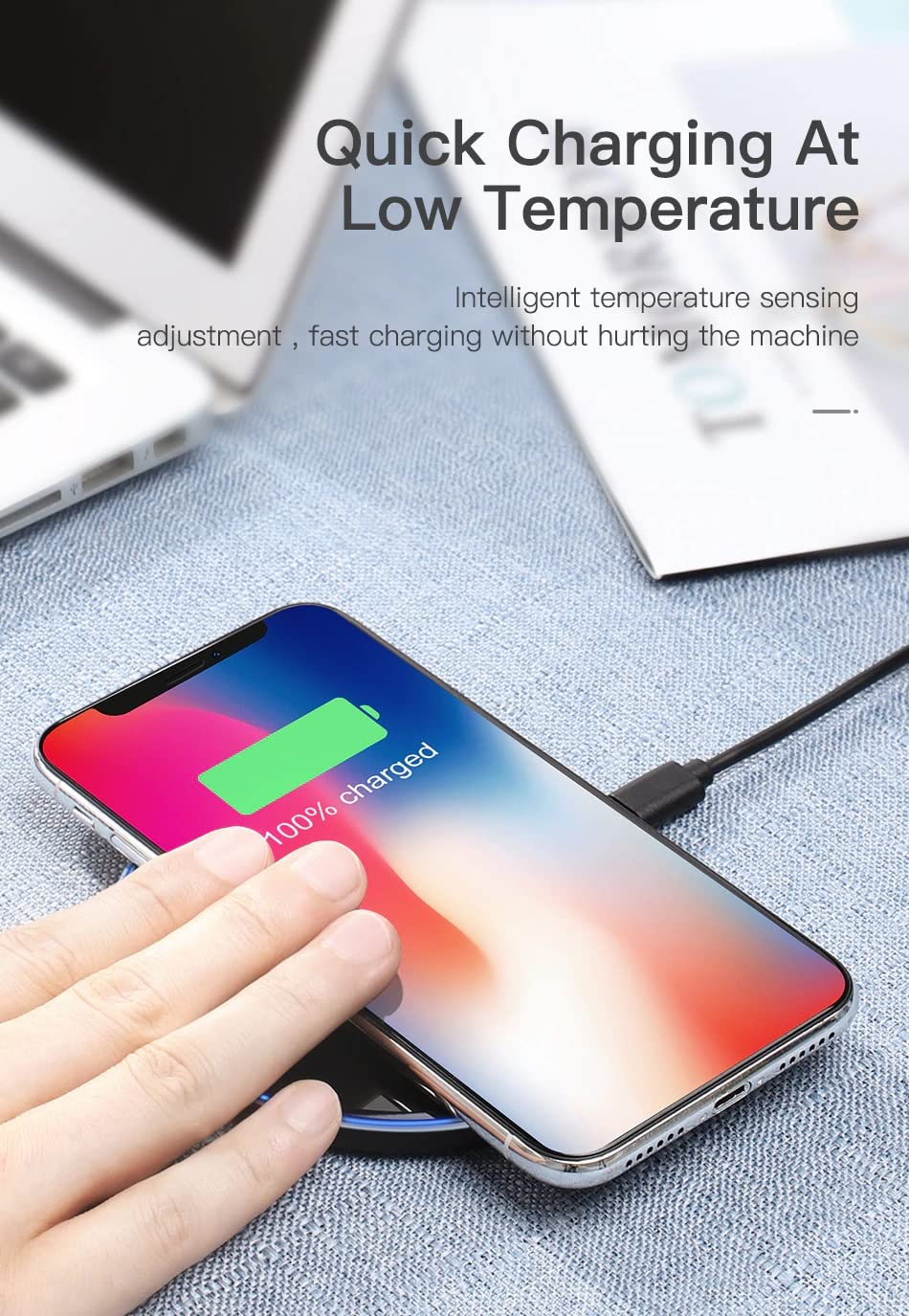 DGN 10W Max Fast Wireless Charging Pad - Qi-Certified Wireless Charger for iPhone 12/13/14, Samsung Galaxy, AirPods & All Qi-Enabled Devices | Perfect for Home, Office & Car Use