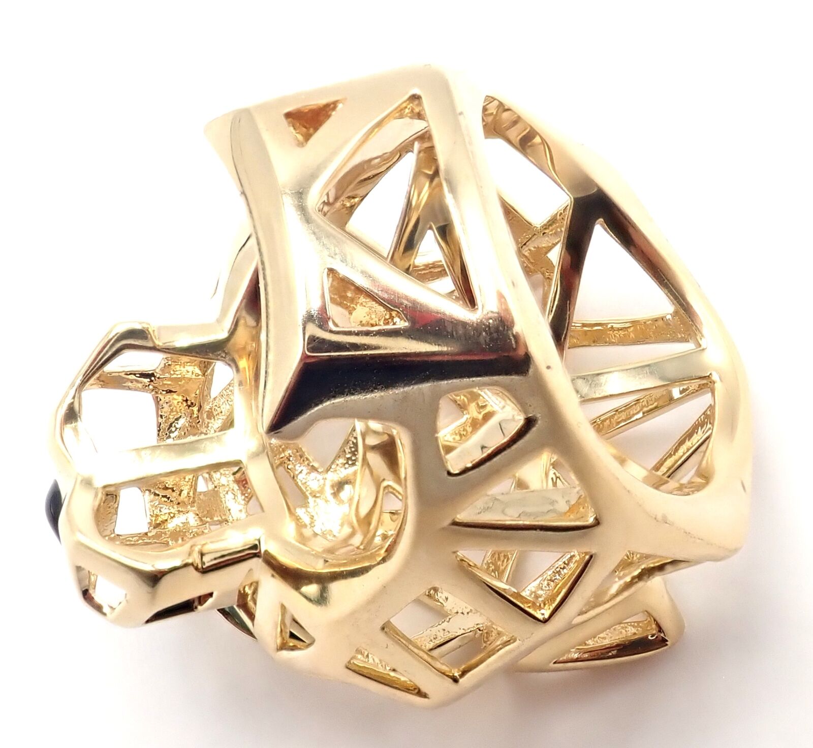 Authentic Cartier Panthere 18k Yellow Gold Tsavorite Onyx Ring - Luxury Jewelry for Women, Perfect for Weddings, Parties & Special Occasions