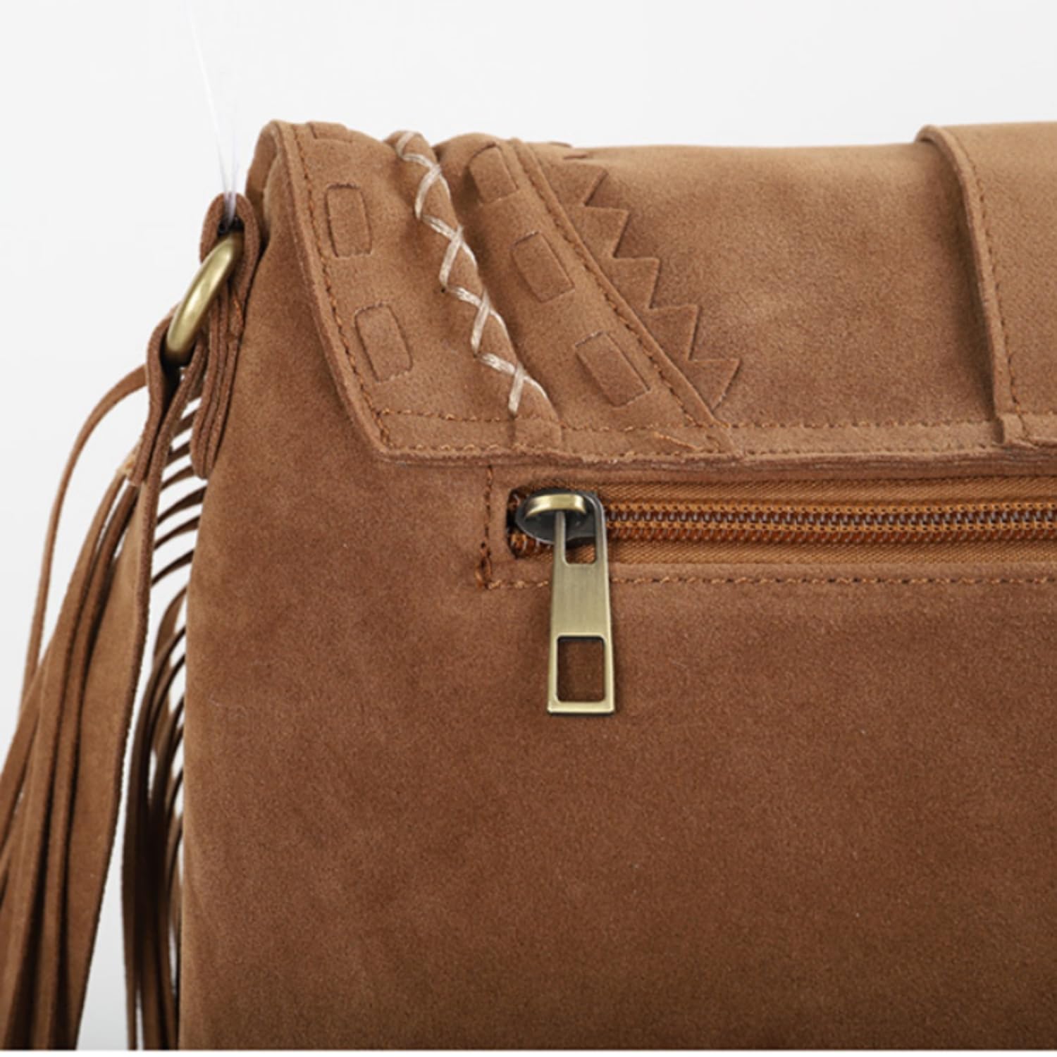 JOLLQUE Women's Suede Crossbody Bag with Tassel - Bohemian Sling Shoulder Purse for Travel, Shopping & Daily Use | Lightweight & Stylish Handbag for Outfits, Work & Casual Wear