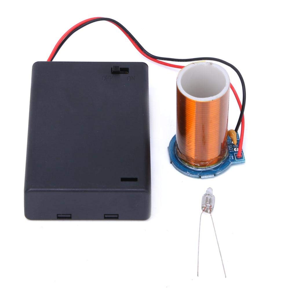 Mini Tesla Coil Kit - Dry Battery Powered DIY Science Project with Remote Ignition (No Electricity/Arc, Light Only) - Perfect for STEM Education, Science Experiments & Electronics Hobbyists