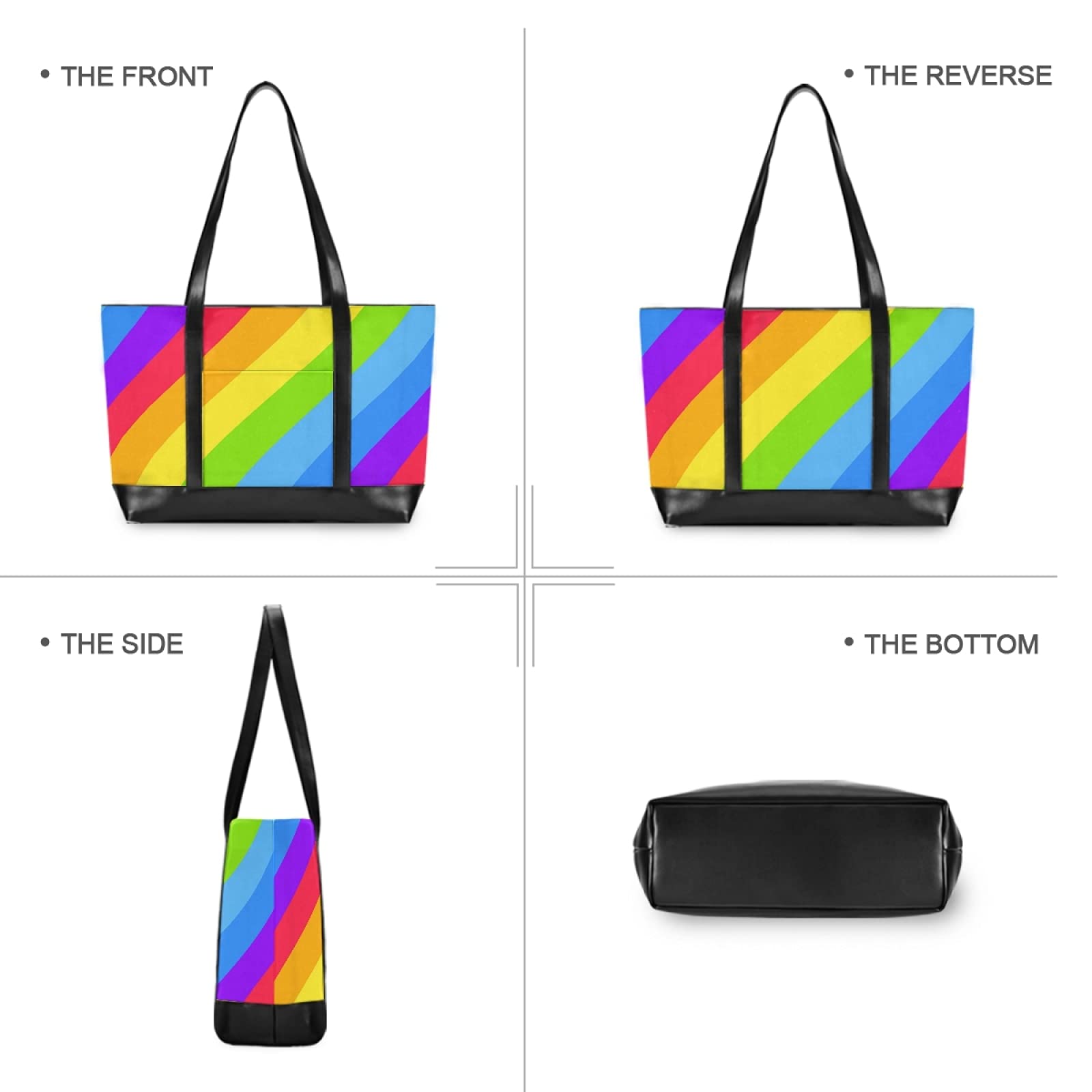 ALAZA Geometric Striped Rainbow Laptop Tote Bag for Women - 15.6 Inch Laptop Organizer Work Purse with Multiple Pockets | Perfect for Teachers, Office Professionals & College Students (School, Work, Travel)