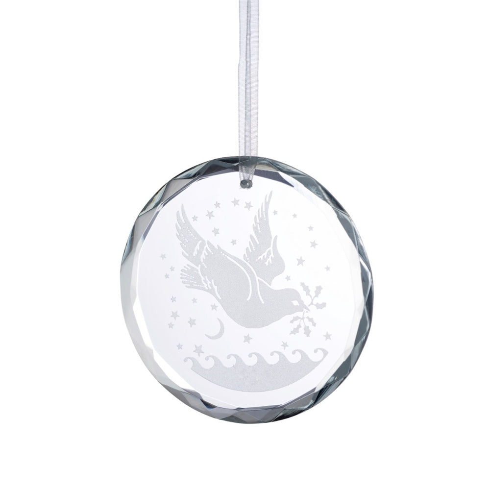 Galway Living Dove Round Hanging Ornament - Christmas Tree Decor, Holiday Home Decoration, Wedding Party Decorations for Indoor & Outdoor Use