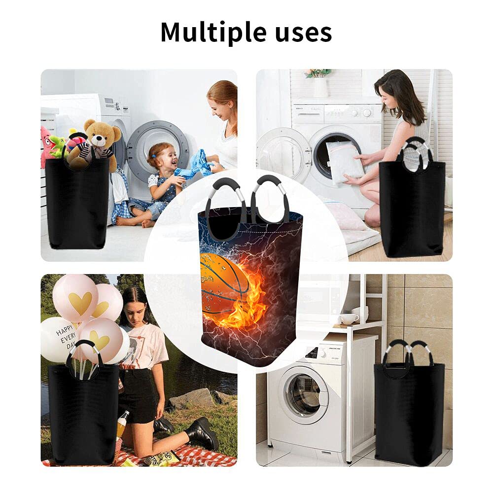 Wondertify Basketball Laundry Hamper - Fire & Water Resistant Clothes Basket with Carry Handles for Organizing Clothes, Toys & Sports Gear - Perfect for Kids' Rooms, Dorm Storage & Game Day Organization