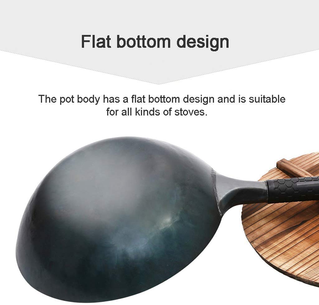 **Hand-Forged Wrought Iron Wok - 32cm Uncoated Non-Stick Pan for Induction Cooker & Gas Stove - Perfect for Outdoor Picnics, Camping & Home Cooking**