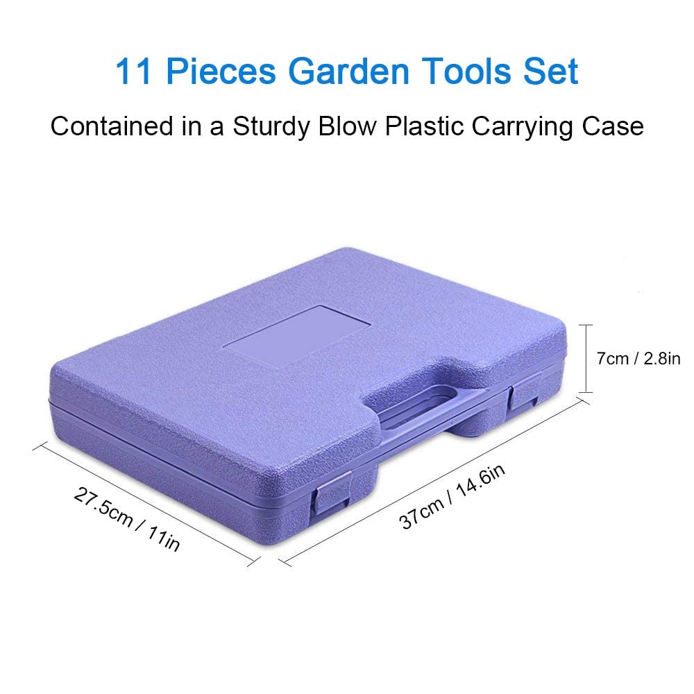 11-Piece Purple Floral Garden Tools Set with Ergonomic Handles - Trowel, Rake, Shovel, Pruner, Shears, Sprayer & Gloves in Carrying Case | Perfect Gardening Gifts for Women, Outdoor Planting & Yard Work