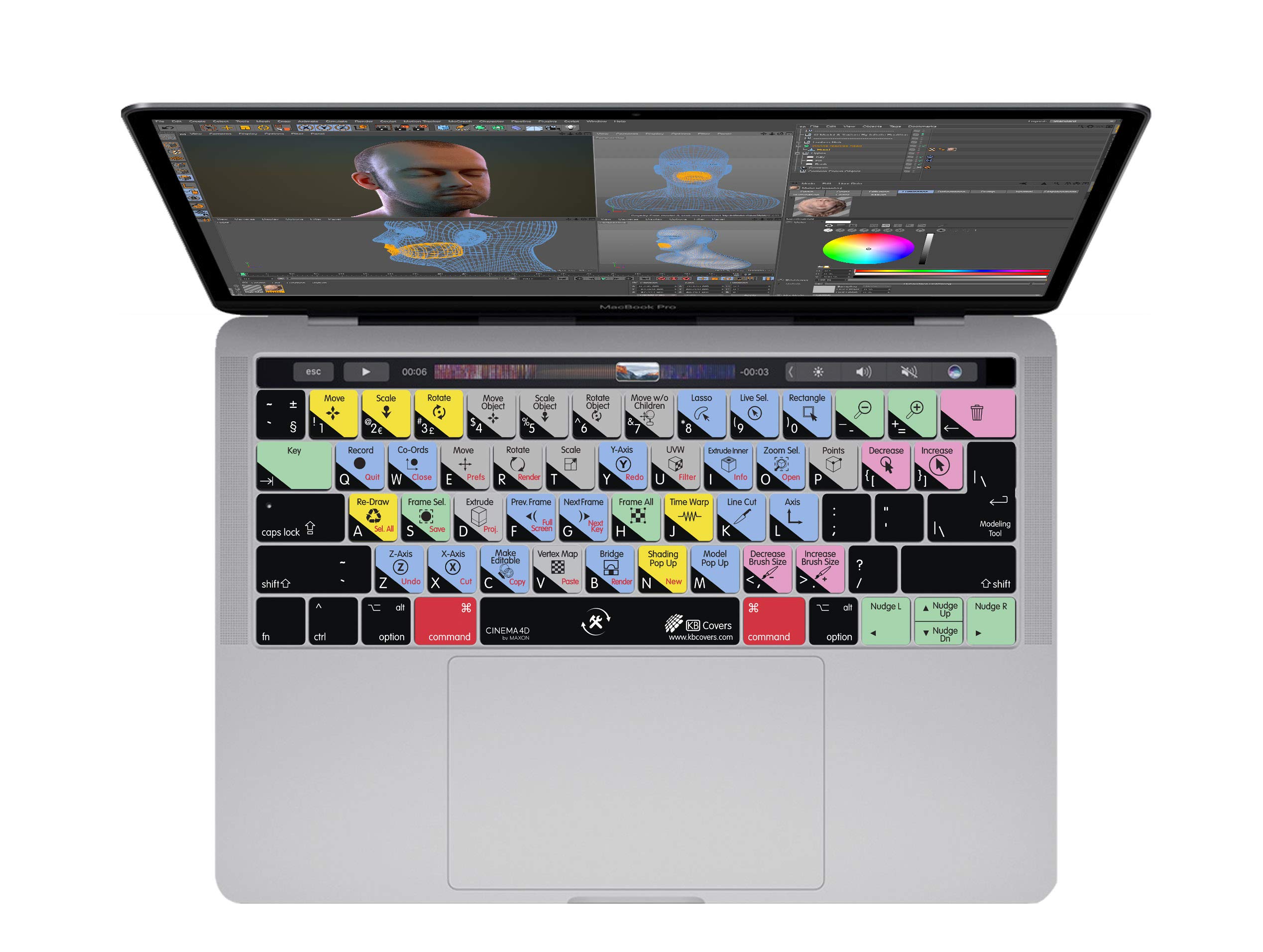 KBCovers Keyboard Cover for Cinema 4D - Compatible with MacBook Pro 13 & 15 inch with Touch Bar (Late 2016+ Models) | Protective Silicone Skin for Designers & 3D Artists | Perfect for Studio Work & Creative Professionals