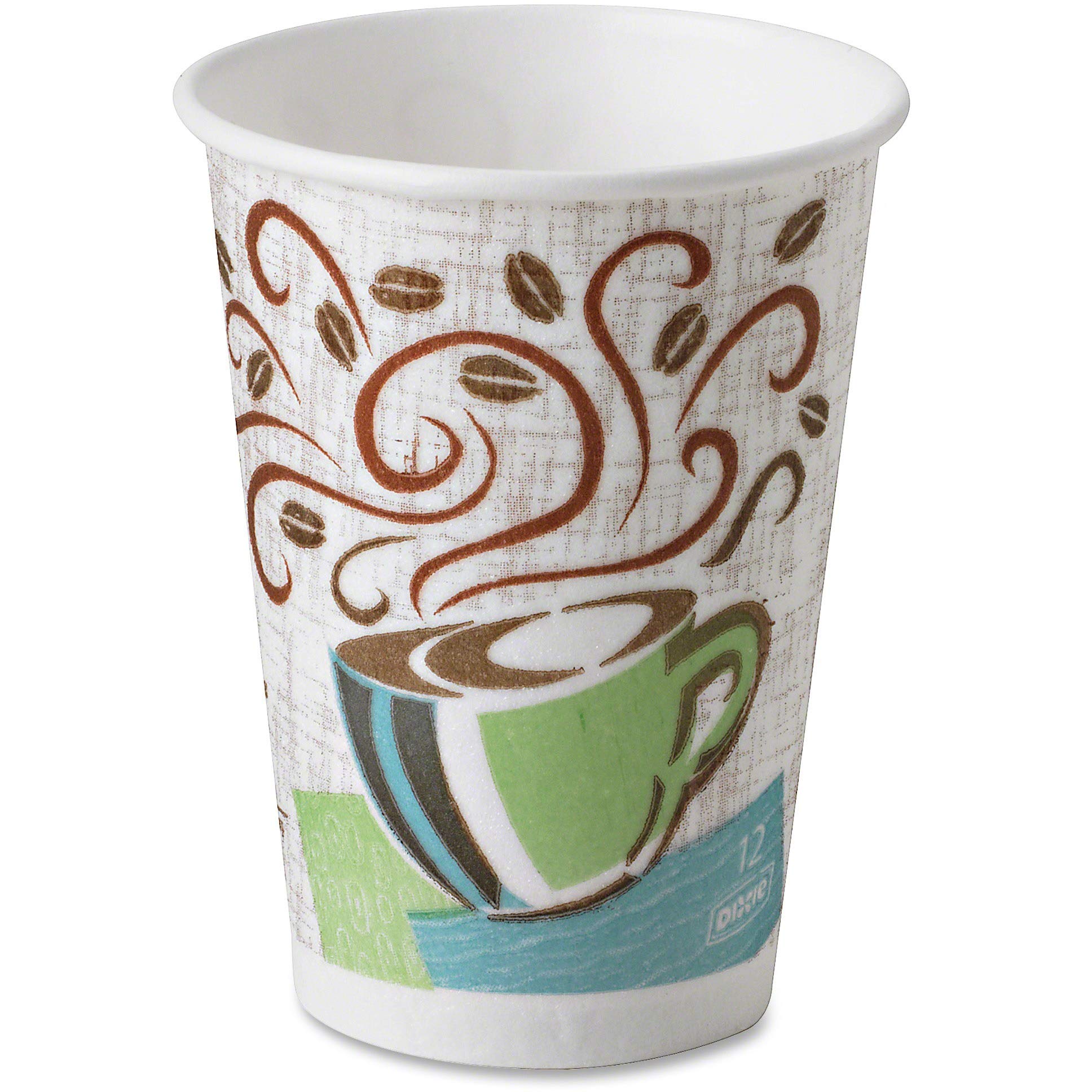 Dixie 5342CDCT 12 oz Insulated Paper Hot Cups - Pack of 50 | Eco-Friendly Disposable Coffee Cups for Office, Cafes & Home Use