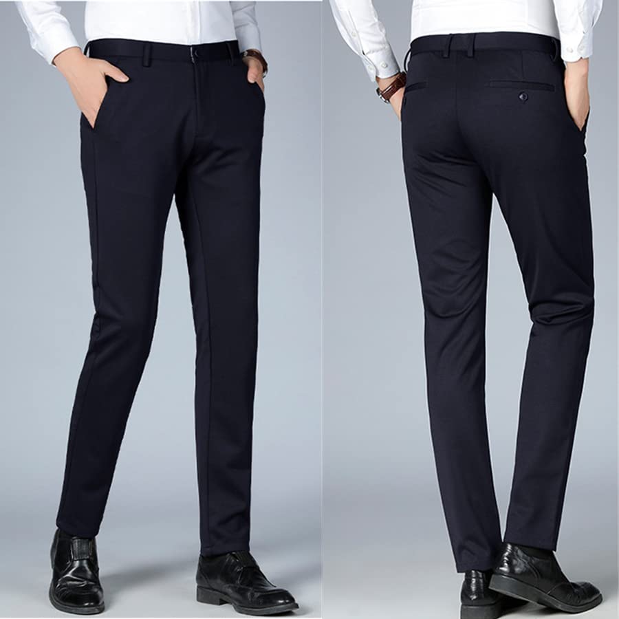 Premium Men's Ice Silk Suit Pants - Wrinkle-Free Stretch Dress Pants for Business & Summer | Breathable Cool Comfort for Office, Travel & Formal Occasions