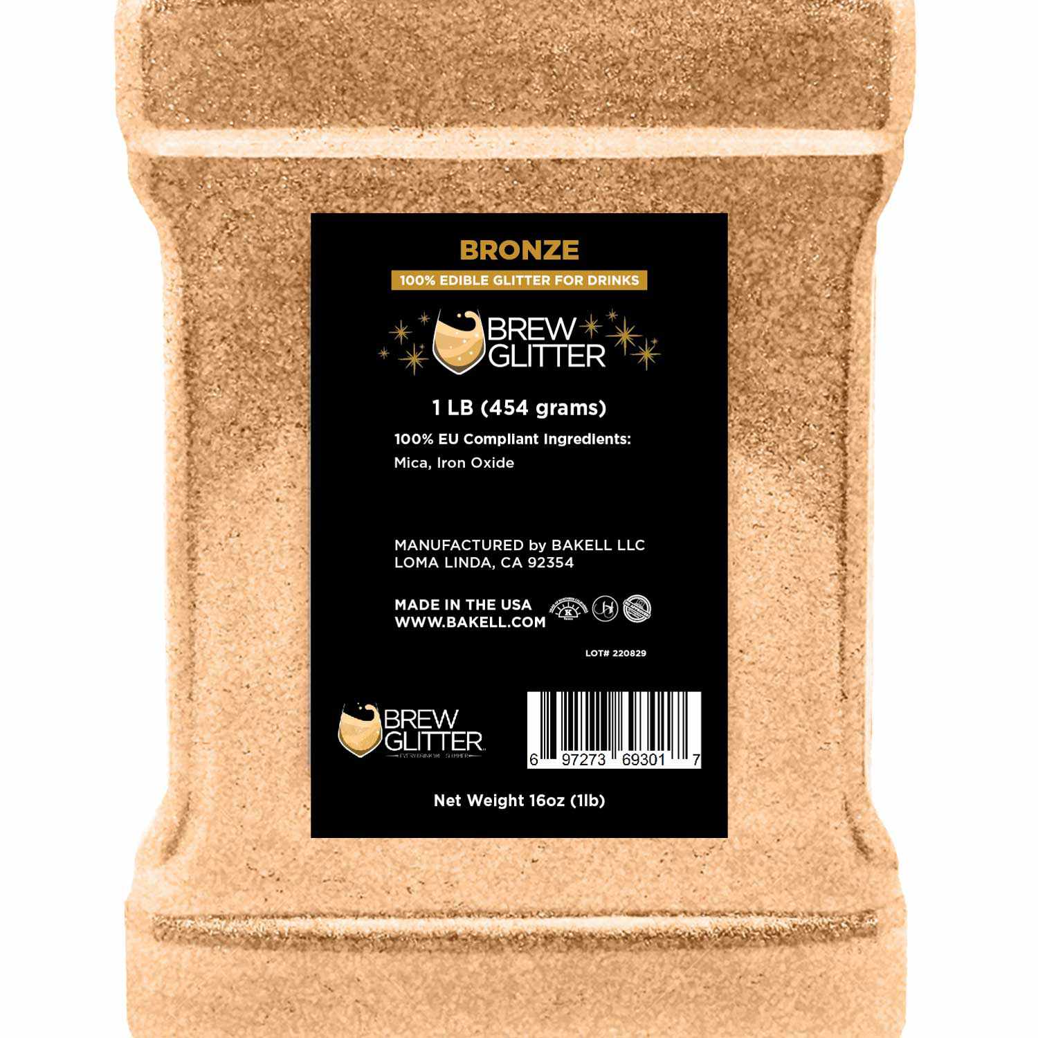 Premium Bronze Brew Glitter® - FDA Approved Cosmetic Grade Glitter for Soap, Bath Bombs & DIY Crafts (Bulk Size 1LB) - Perfect for Home Spa, Candle Making & Resin Art Projects