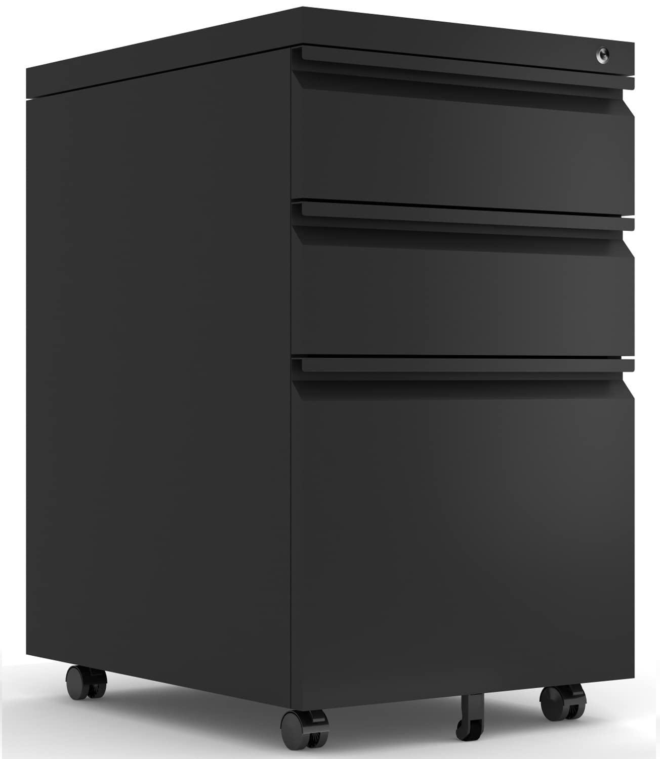 MorPromising 3-Drawer Mobile File Cabinet - Heavy Duty Metal Storage for Home & Office - Under Desk Organization with Anti-Tilt Wheels - Fully Assembled for A4/Letter/Legal Documents (Black) - Perfect for Small Spaces, Clutter-Free Workspaces & Office Organization
