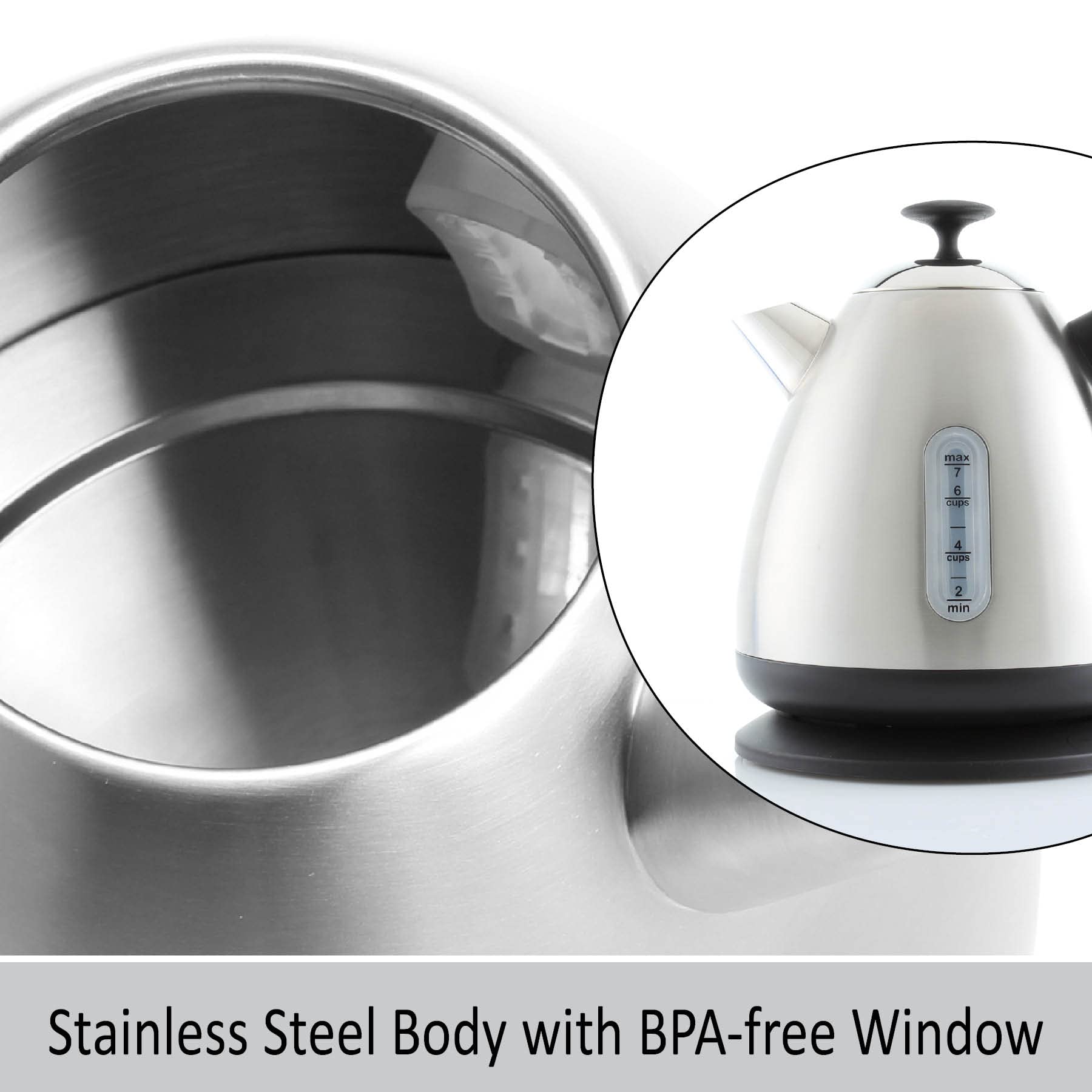 Chantal Vincent 1.75 Quart (7 Cup) Stainless Steel Electric Kettle with Temperature Control - Fast Boiling for Coffee, Tea & Hot Beverages - Perfect for Home, Office & Kitchen Use