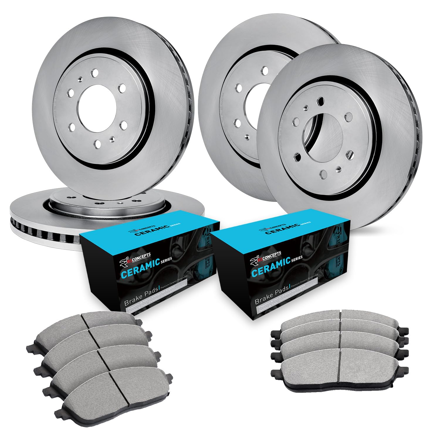 R1 Concepts Premium Ceramic Front & Rear Brake Pads and Rotors Kit - Fits 2017-2020 Buick Enclave, Chevrolet Blazer, Traverse, GMC Acadia | High-Performance Braking for Daily Commuting & Highway Driving