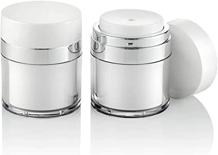SNNP Airless Pump Jars - Refillable Acrylic Cosmetic Containers with Lids for Face Cream, Lotion & Skincare | Travel-Friendly Moisturizer Dispenser for Thick Creams | Perfect for Home, Salon & On-The-Go Use