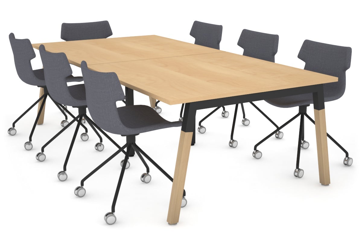 Modern Boardroom Table with Quadro A Legs & Wood Cross Beam - 2400L x 1200W - Perfect for Conference Rooms, Office Meetings & Executive Workspaces