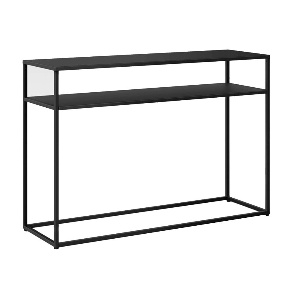 HAIZHEN 2-Tier Console Table with Storage Shelves - Entryway, Hallway & Behind Sofa Table for Living Room, Corridor & Entrance - Black & White Metal Frame (31×11.8×29.5in) - Perfect for Small Spaces, Apartment Decor & Organizing Keys, Books & Decor Items
