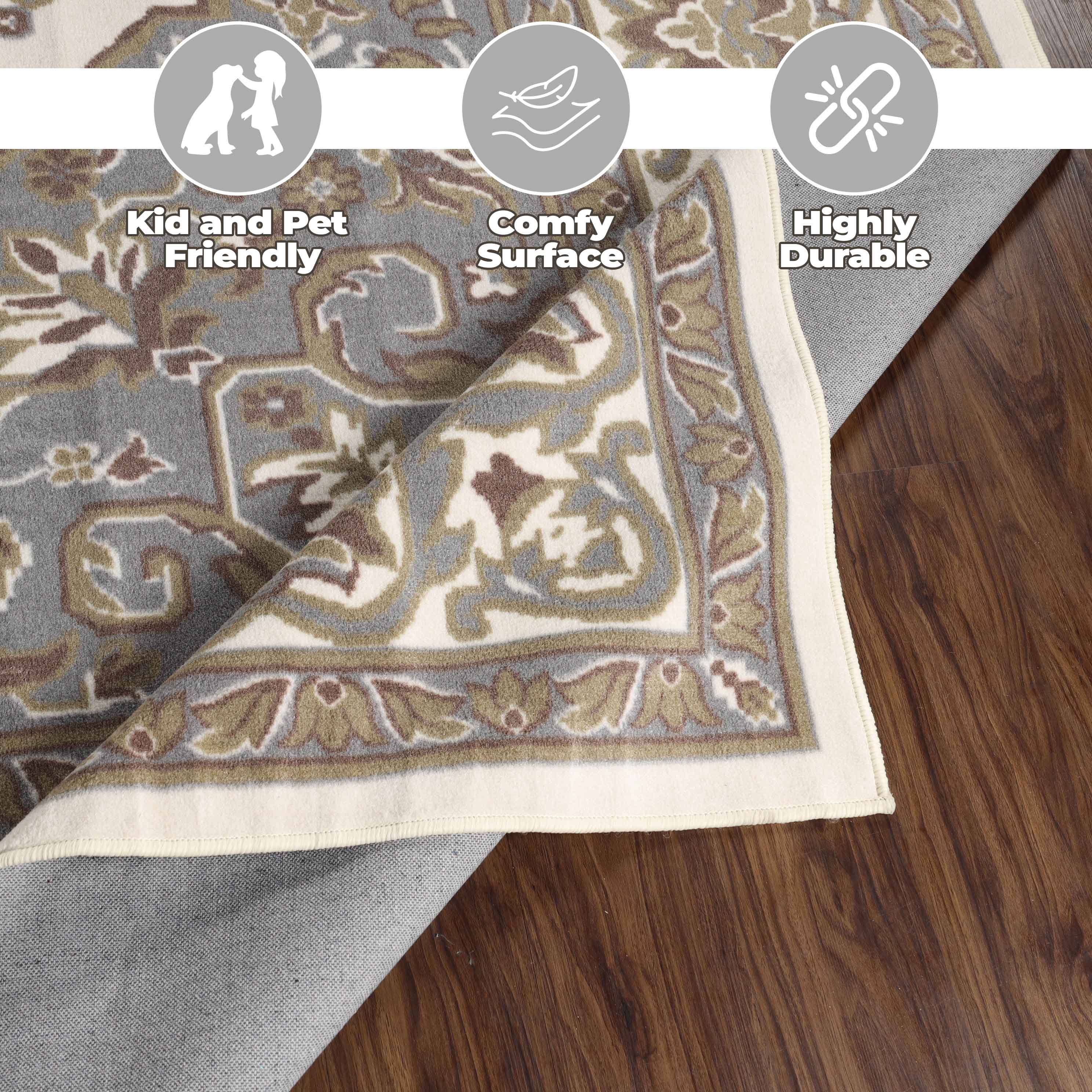 Glendale Traditional Floral Medallion Indoor Area Rug - Non-Slip Living Room Carpet, Bedroom Runner, Hallway Decor | Soft & Durable Home Floor Mat for Cozy Interior Design