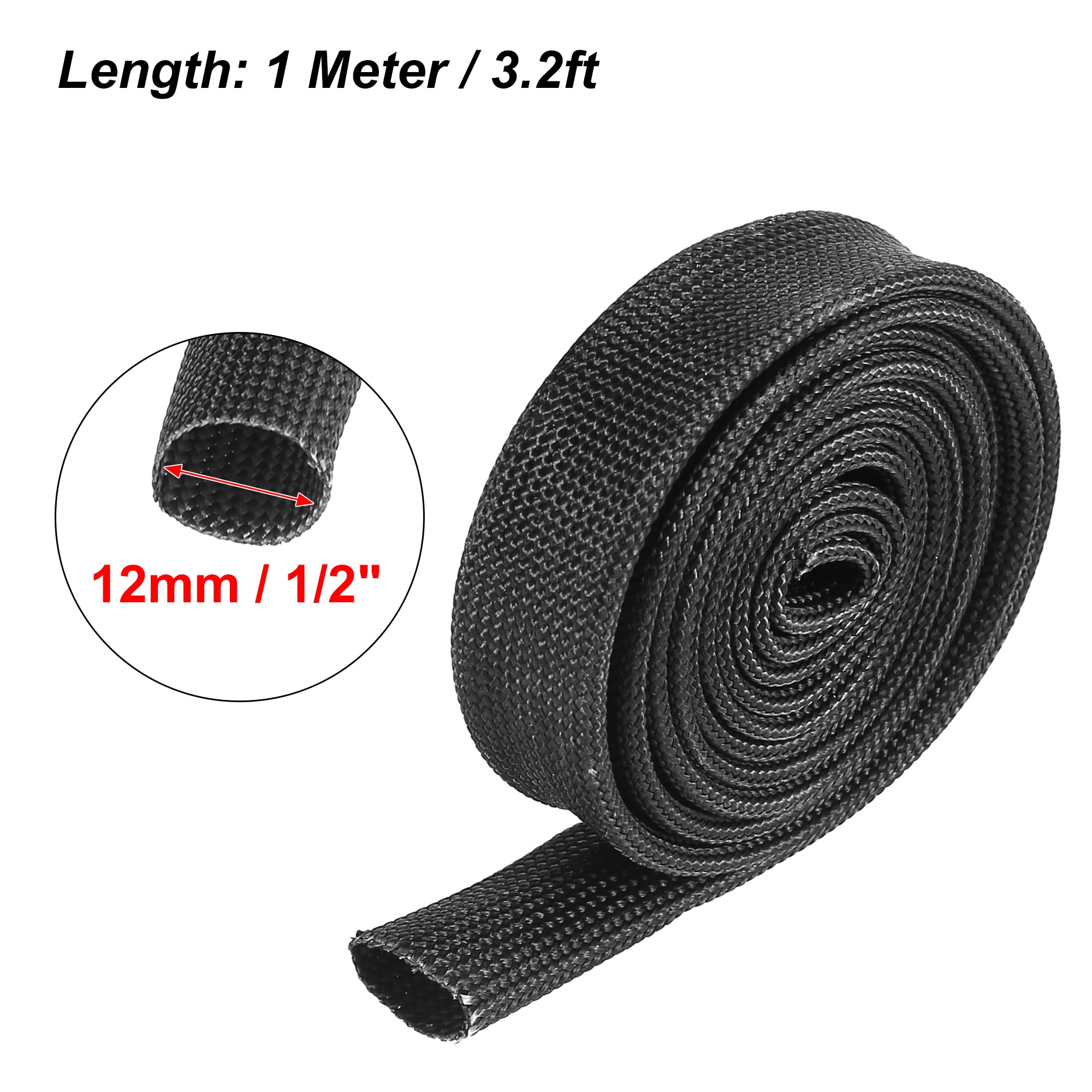 X AUTOHAUX Fiberglass Heat Shield Sleeve - High Temperature Resistant 12mm (1/2