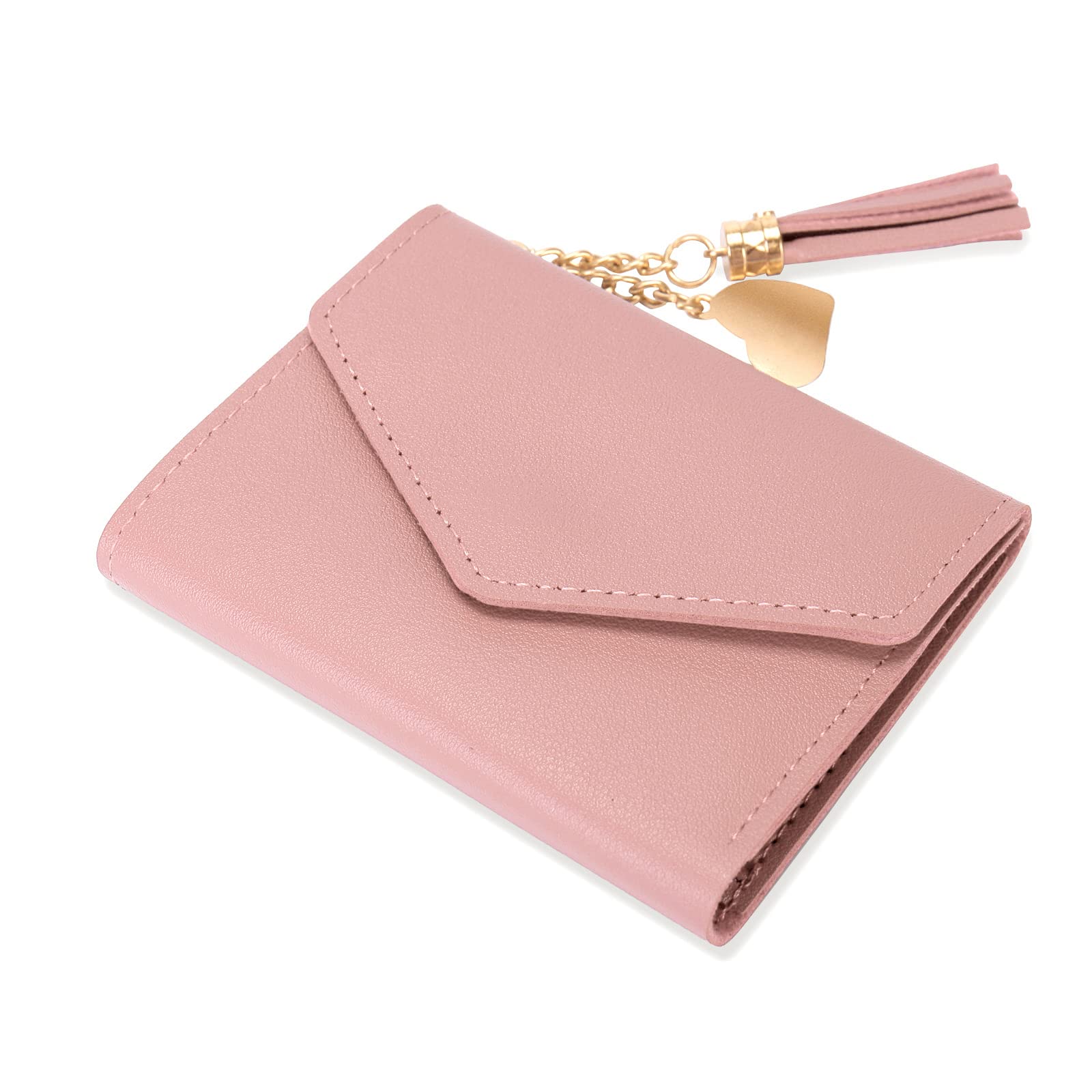 CHAOFANXI Slim Women's Wallet - Small Synthetic Leather Card Holder with Zipper Coin Purse for Ladies (Pink) | Perfect for Everyday Use, Travel & Minimalist Lifestyle