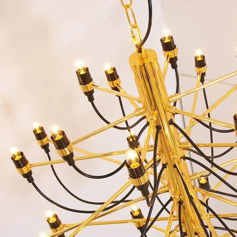 Gino Sarfatti Style LED Pendant Chandelier - Black/Silver/Gold Options | Modern Lighting for Dining Room, Kitchen Island & Living Room Decor