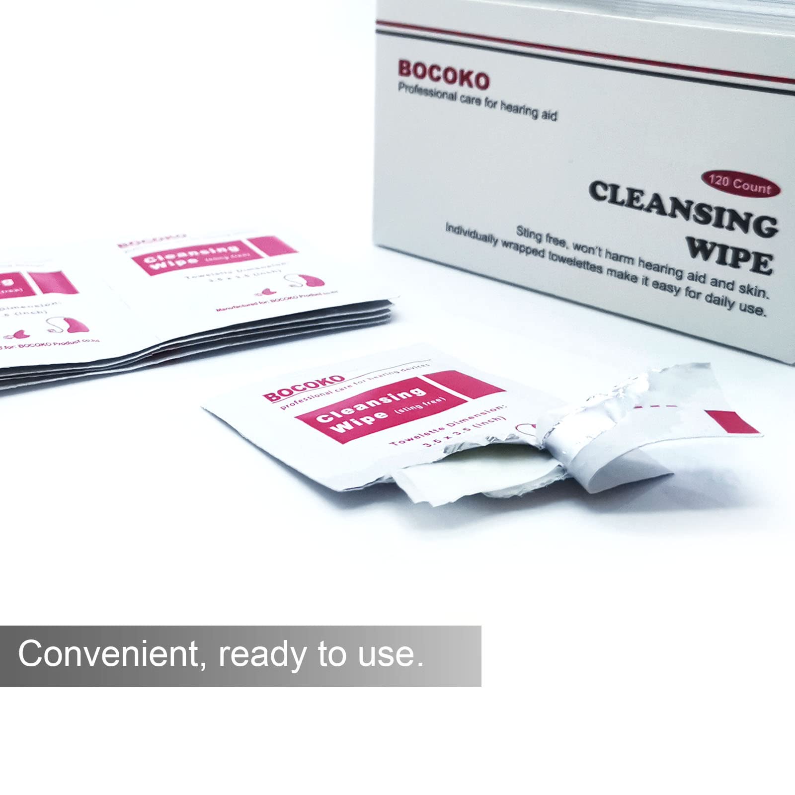 120-Count Hearing Aid Wipes - Individually Packed Cleaning Towels for Hearing Amplifiers - Perfect for Travel & Daily Use