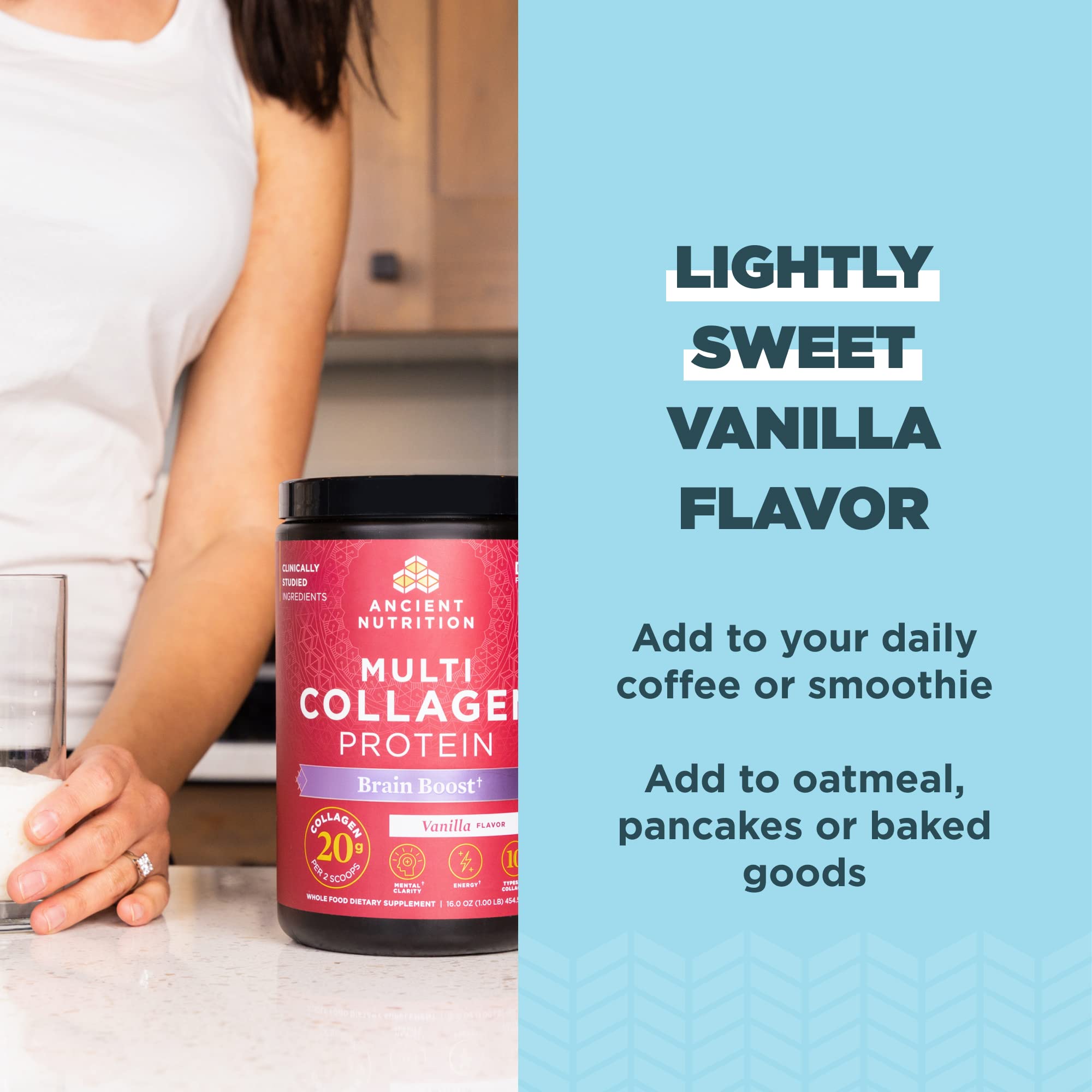 Ancient Nutrition Collagen Protein Powder with Brain Boost - Vanilla Flavor for Stress Management & Joint Support (45 Servings) | Supports Cognitive Function & Mobility for Active Lifestyles