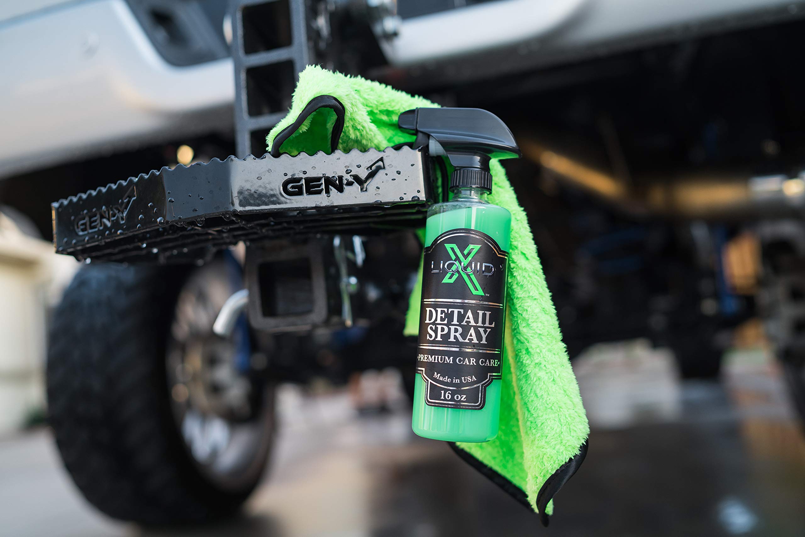 Liquid X Classic Detail Spray Combo - 16oz Car Detailing Spray & Green Xtreme Waffle Weave Microfiber Towels Kit | Premium Auto Detailing Supplies for Cars, Trucks & Motorcycles | Perfect for Shine Enhancement & Paint Protection