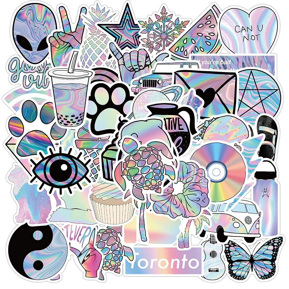 50 Pack Cute VSCO Aesthetic Waterproof Vinyl Stickers for Water Bottles, Laptops, Hydroflasks & Skateboards - Trendy Decals for Teens, Kids & Girls - Perfect for School, DIY Crafts & Personalizing Accessories