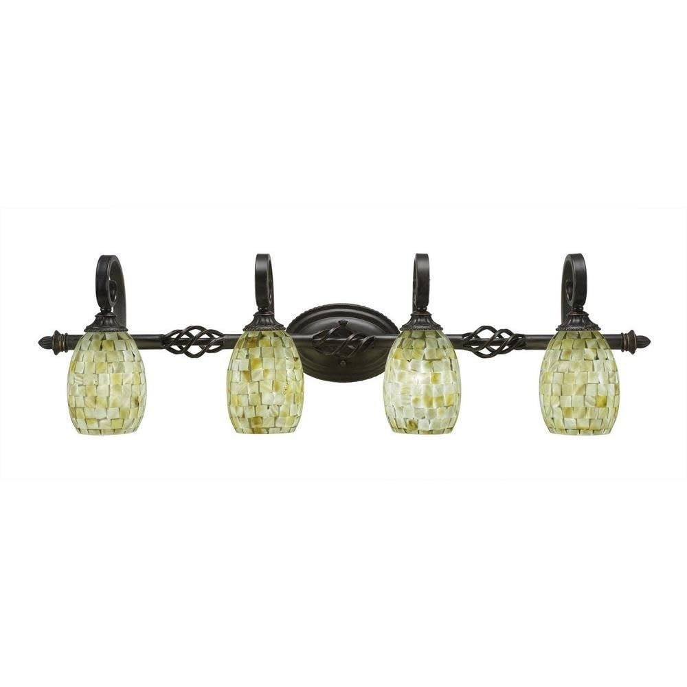 Elegant 4-Light Bathroom Vanity Light Fixture in Light Seashell - Perfect for Modern Bathroom, Spa, and Powder Room Decor