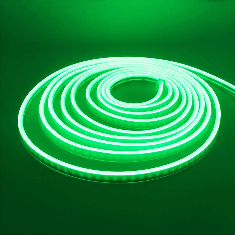 Bright 13000LM LED Neon Rope Light - 16.4Ft Flexible Outdoor String Lights with 600 LEDs, 12V DC Silicone Tape Bar for Home Decor, DIY Signs, Parties & Garden Lighting (Green) - Perfect for Bedroom, Patio, Wedding & Commercial Displays