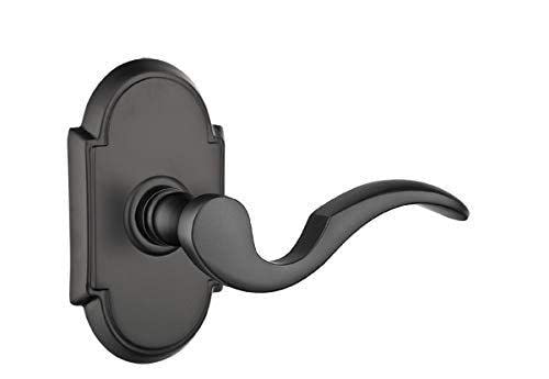 Emtek Privacy Set - Style 8 Rosette Cortina Lever (Left Hand, Pewter Finish) | Modern Door Hardware for Bedrooms & Bathrooms | Durable Interior Door Lock with Elegant Design