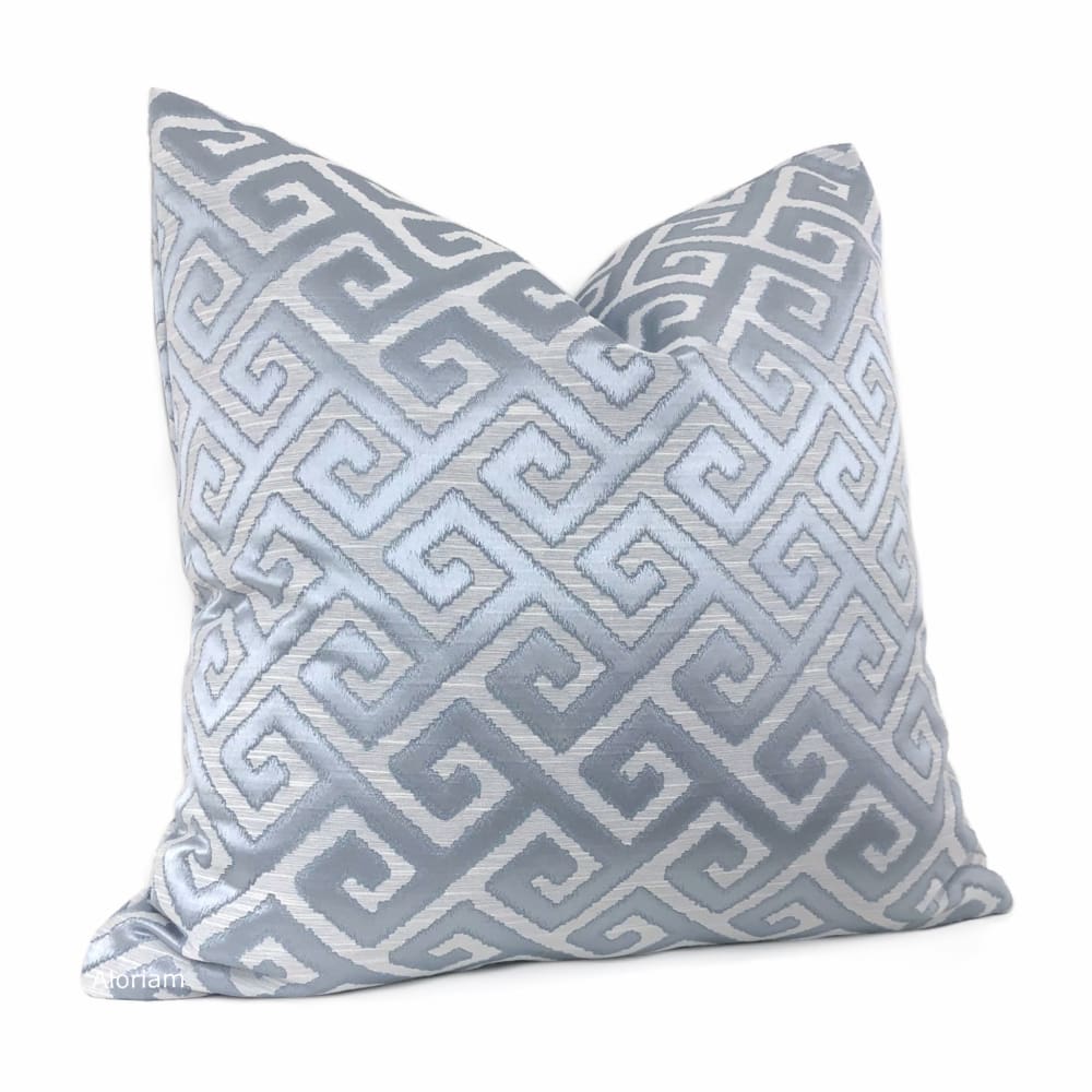 Apollo Light Blue Greek Key Decorative Pillow Cover - Elegant Home Decor for Sofa, Bed & Living Room - Perfect for Boho, Coastal & Mediterranean Style Interiors