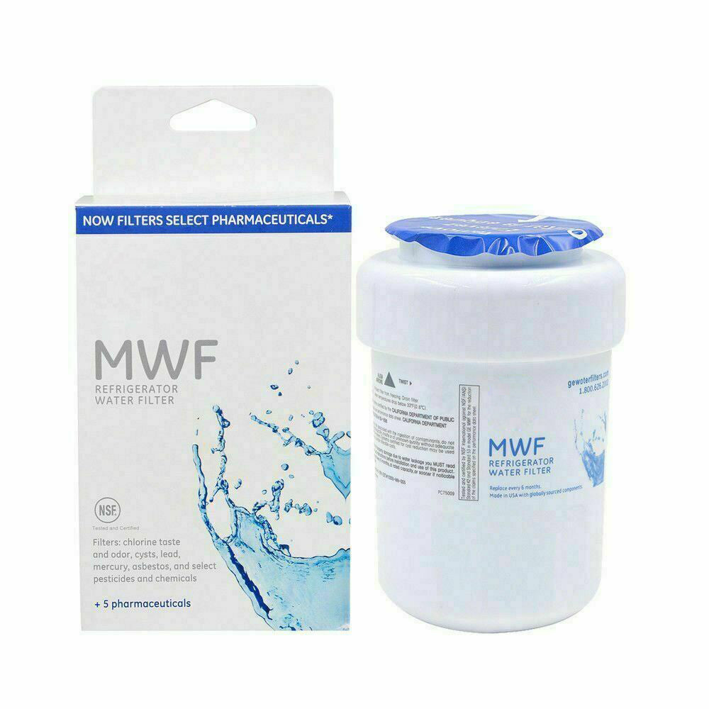 GE MWF Replacement Refrigerator Water Filter - Blue Ripple, NSF Certified, Reduces 99% Contaminants for Clean Drinking Water - Perfect for Home, Office & RV Use