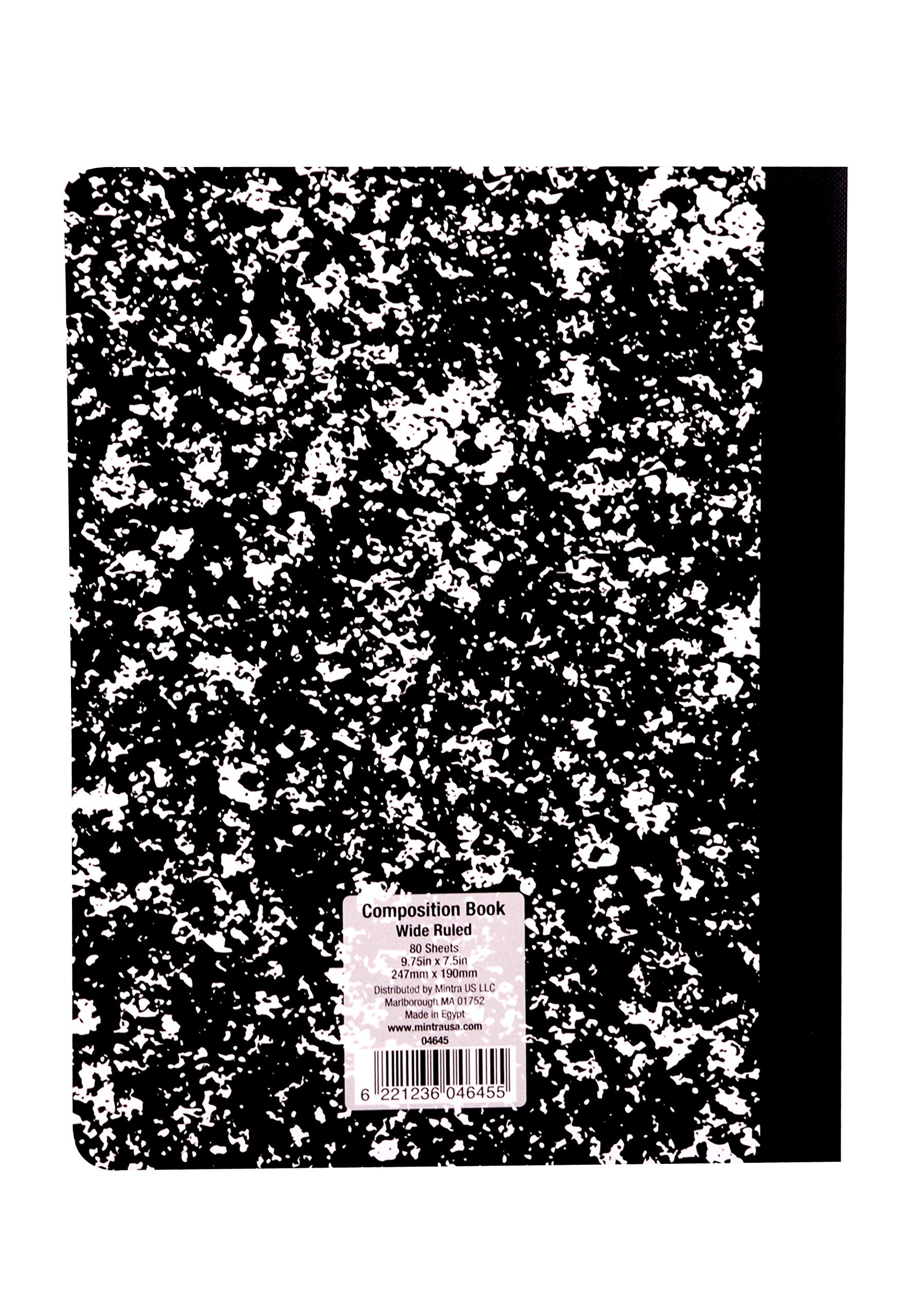Mintra Office Composition Notebooks - 4 Pack, Wide Ruled for School & Work
