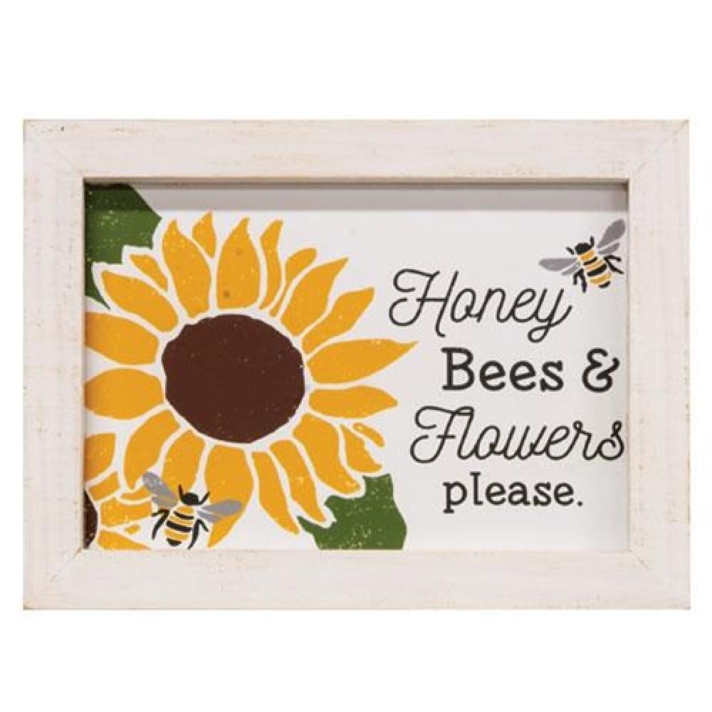 Honey Bees and Flowers Framed Wall Art - Vintage Botanical Print for Home Decor, Living Room, Bedroom & Office