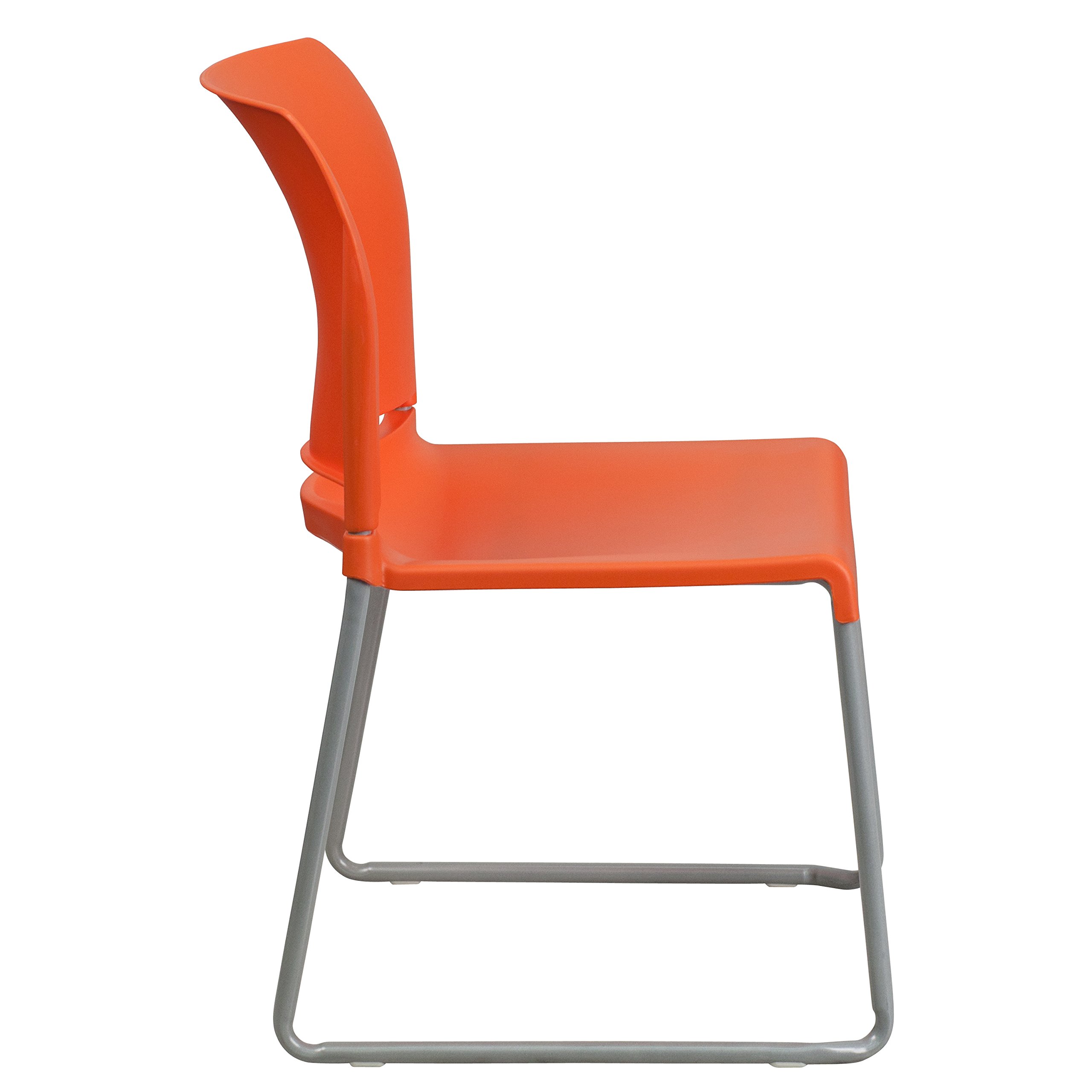 Orange Stackable Guest Chair with Full Back & Contoured Sled Base - Comfortable Seating for Home, Office, Conference Rooms & Waiting Areas