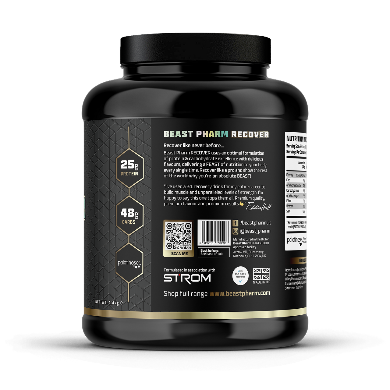 Beast Pharm Post Workout Recovery Protein Powder 2.4kg (5.3lb) - Strawberry Cheesecake Flavor - Muscle Recovery & Growth Supplement for Athletes & Bodybuilders - Ideal for Gym, Fitness & Weight Training
