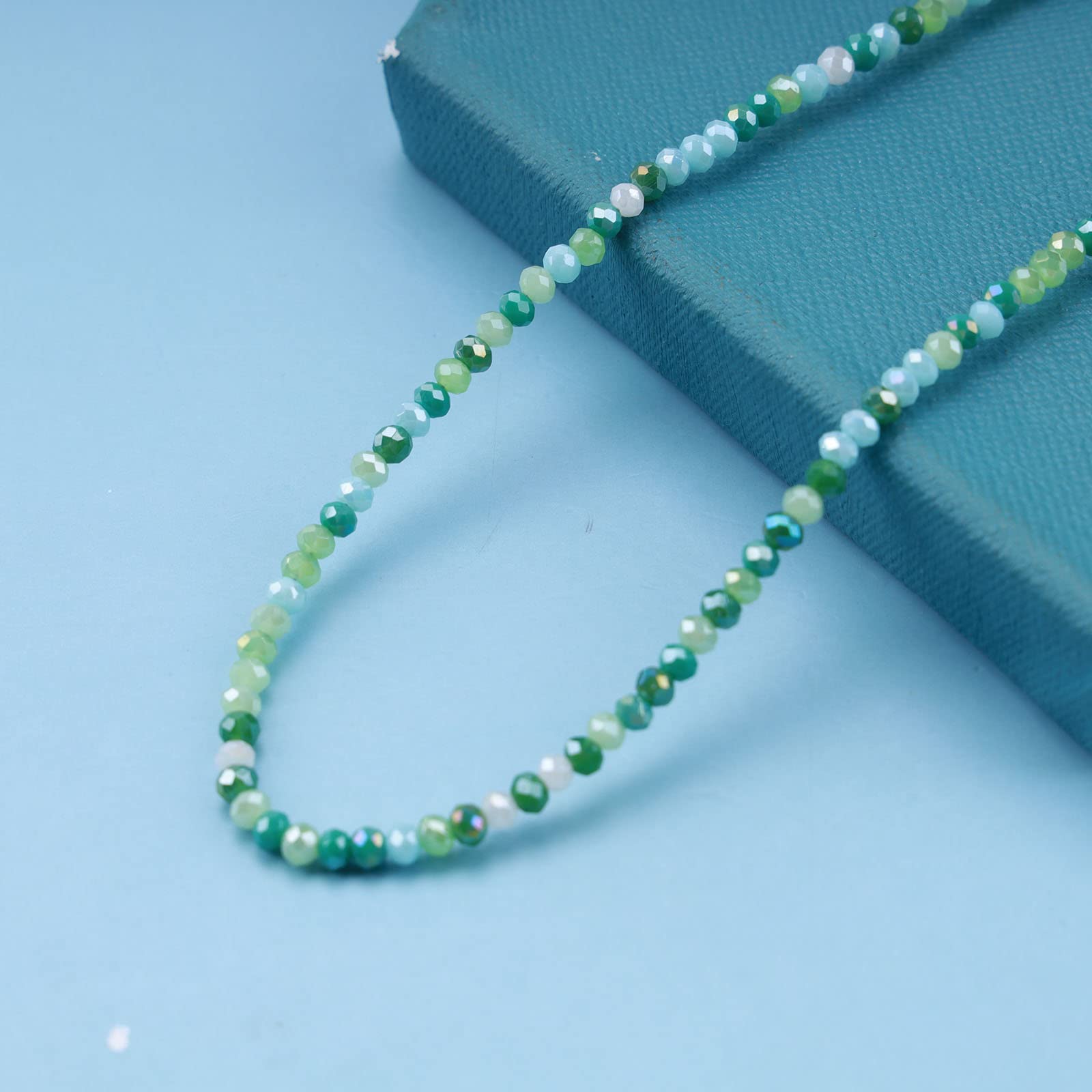 Boho Beaded Choker Necklace - Green & White Seed Bead Handmade Jewelry for Women, Dainty Round Beads Collar Necklace | Perfect for Festivals, Weddings & Boho Fashion