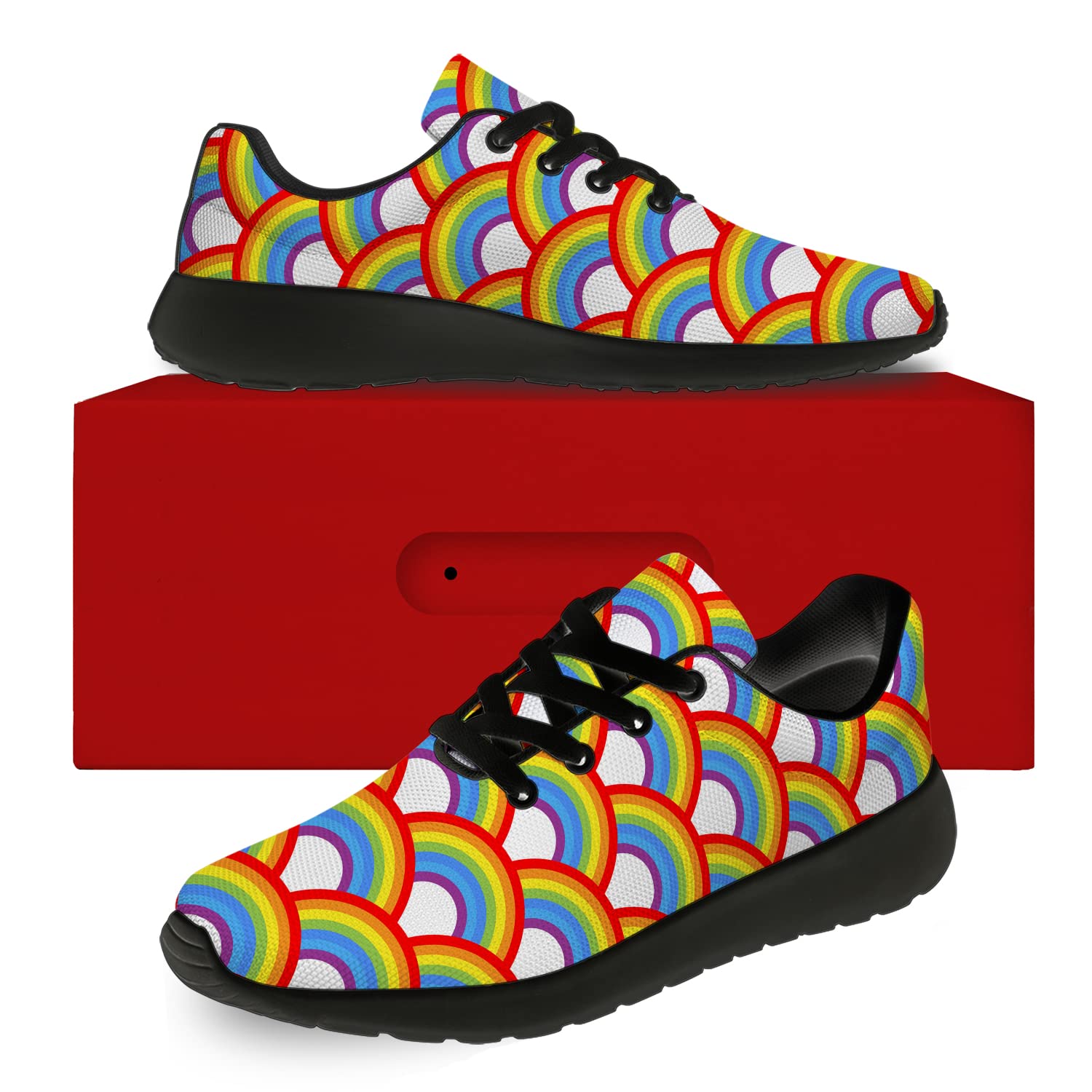 Unisex Rainbow Pride Running & Walking Shoes - LGBT Gay Lesbian Sneakers for Men & Women (Size 9 Men/10.5 Women Black) - Perfect for Jogging, Tennis & Pride Events