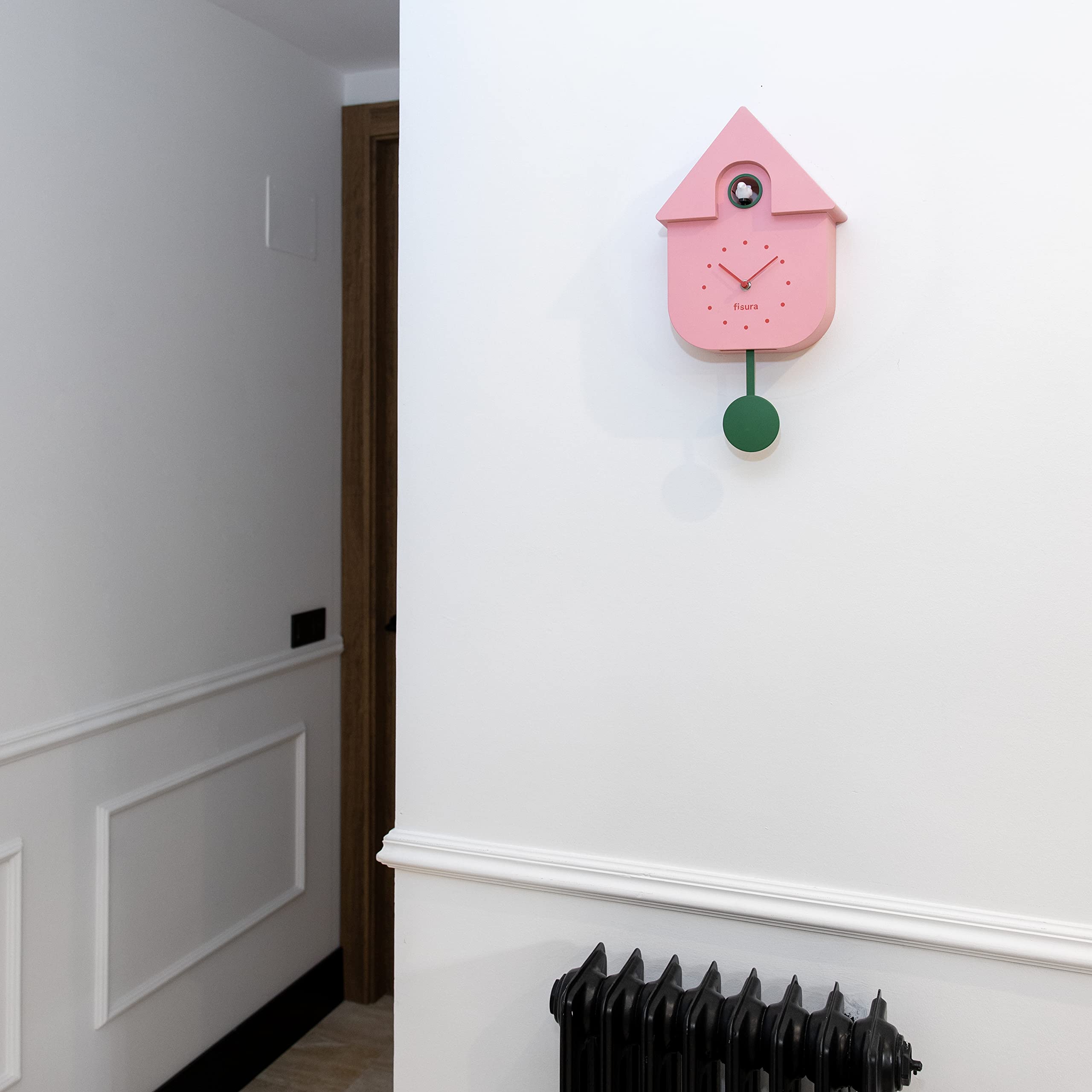 Original Pink Cuckoo Wall Clock with Pendulum - 9x12x4 Inch ABS Plastic Bird Clock - Perfect for Home Decor, Kitchen, Living Room & Unique Gifts (Batteries Not Included)