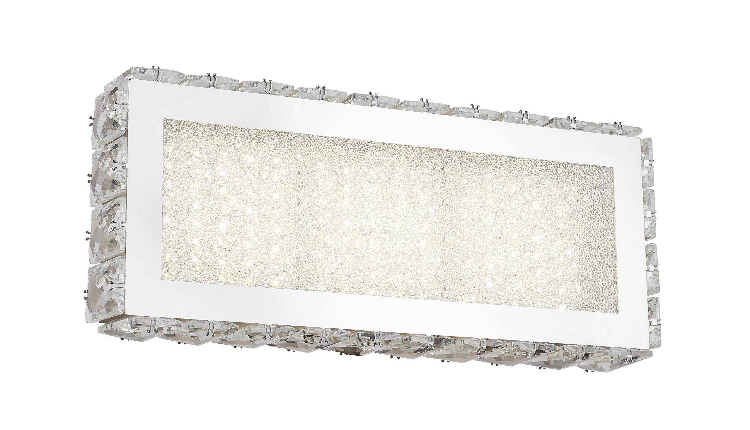 Overstock Chrome Stainless Steel LED Wall Sconce with Clear Crystal Accents - Modern Lighting Fixture for Bedroom, Hallway & Living Room Decor