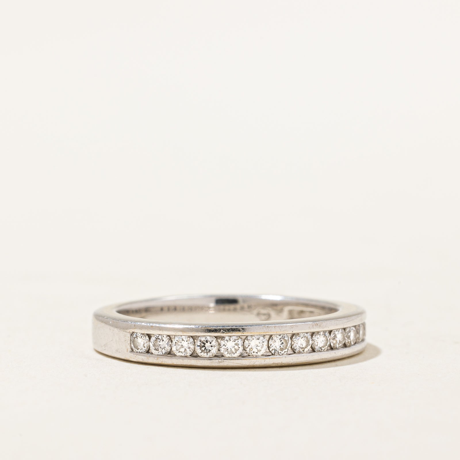 Channel Set Semi Eternity Diamond Wedding Band - 0.30ctw Round Cut Diamonds in 14K White Gold - Size 4.25 - Perfect for Anniversary Gifts & Bridal Jewelry